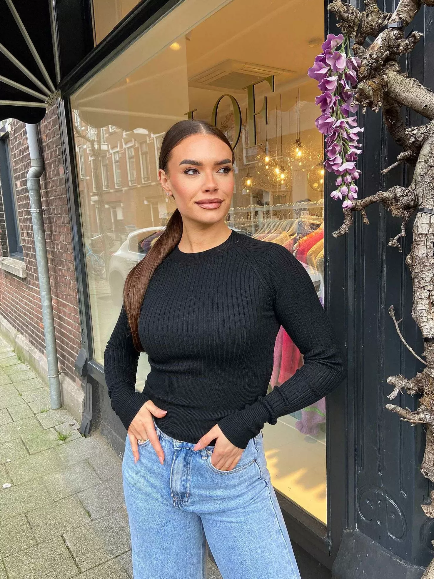 LOF Boutique Tops & Blousjes>Jana Ribbed Top Black