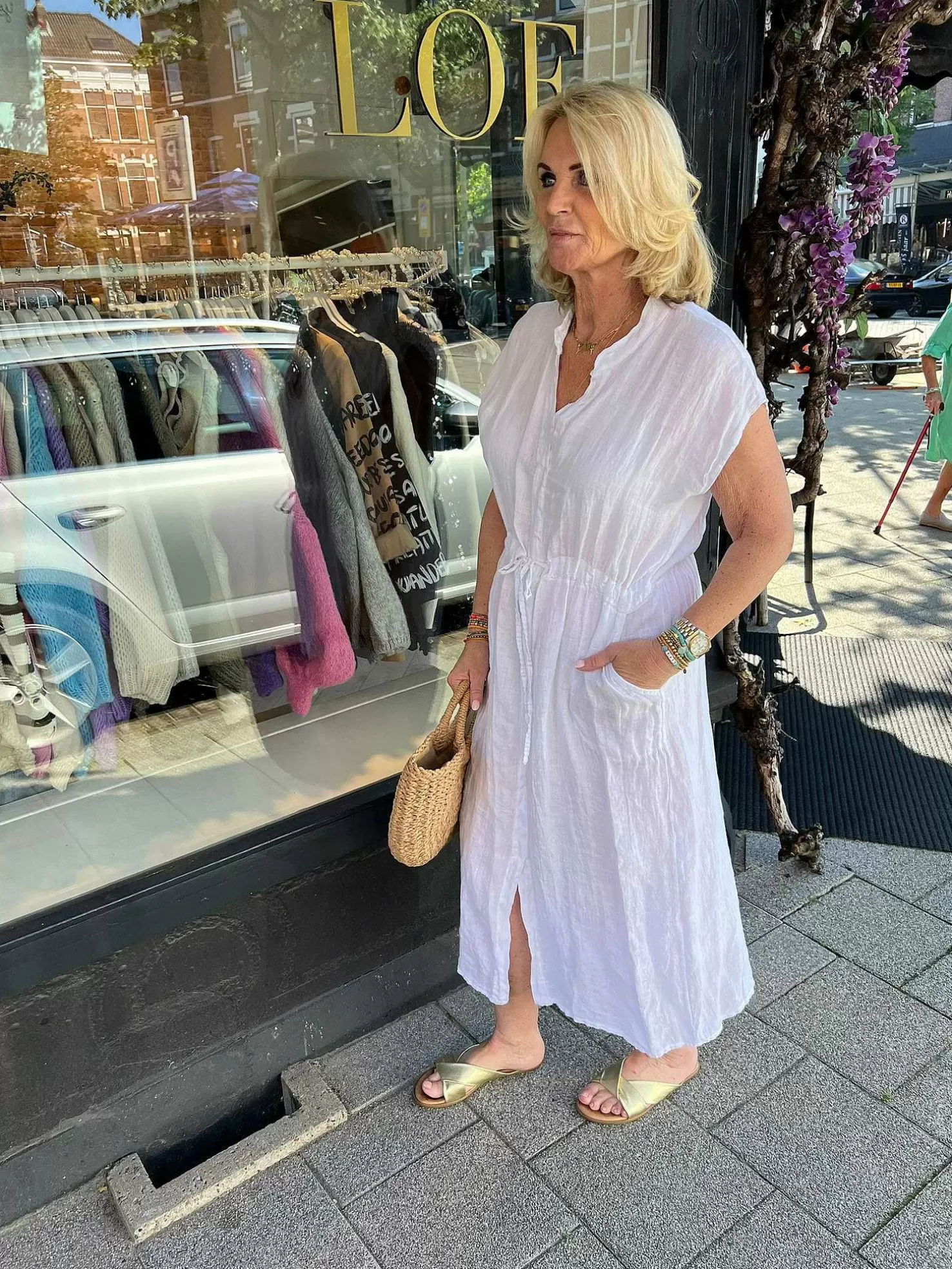 LOF Boutique Jurken>Jess Linnen Dress White