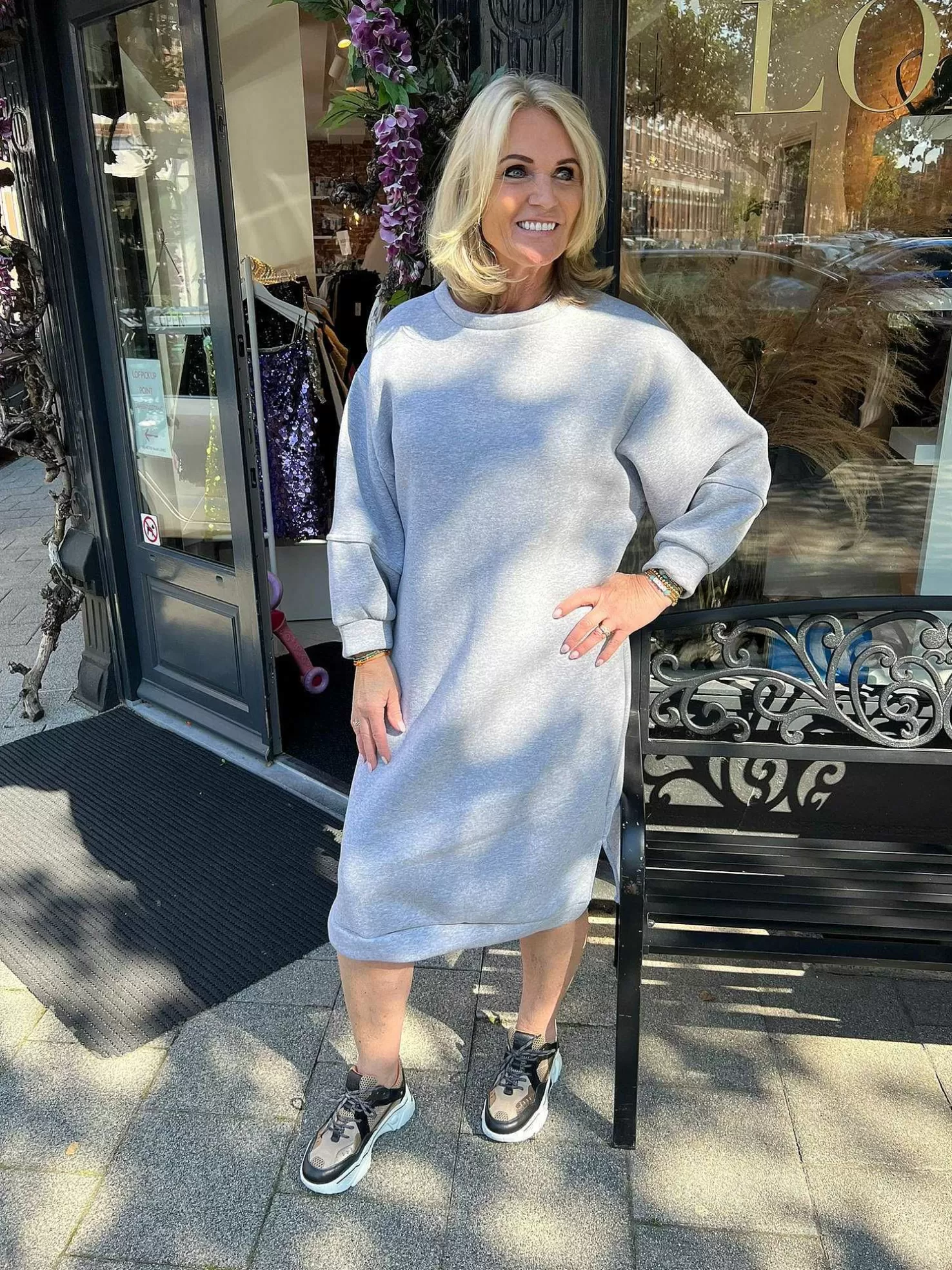 LOF Boutique Jurken>Jog Sweater Dress Grey