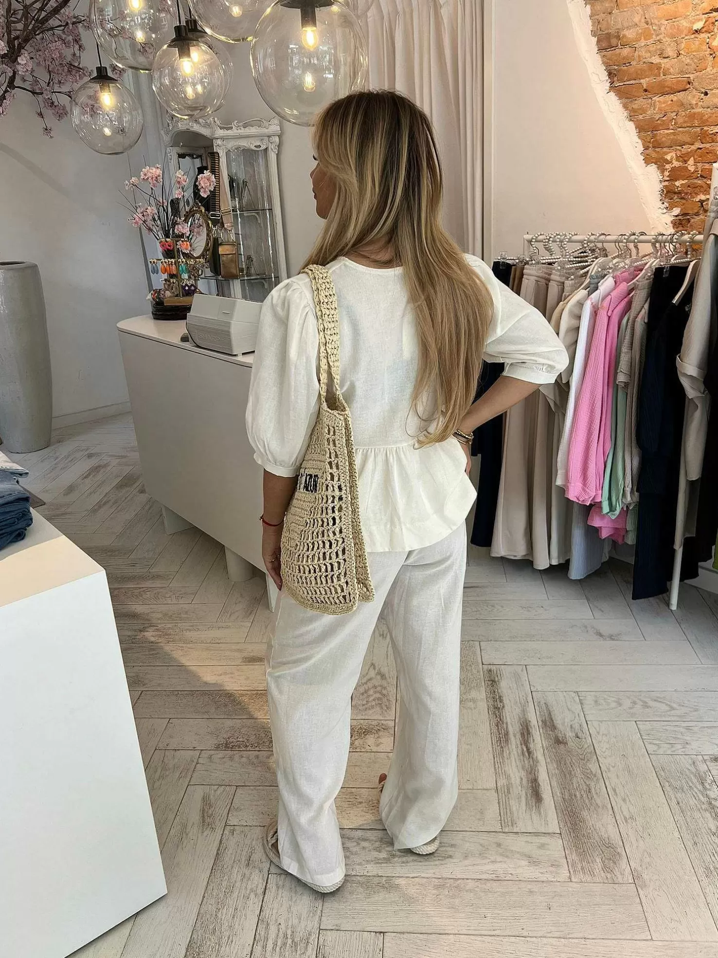 LOF Boutique Sets>Jolie Linen Bow Set Off White