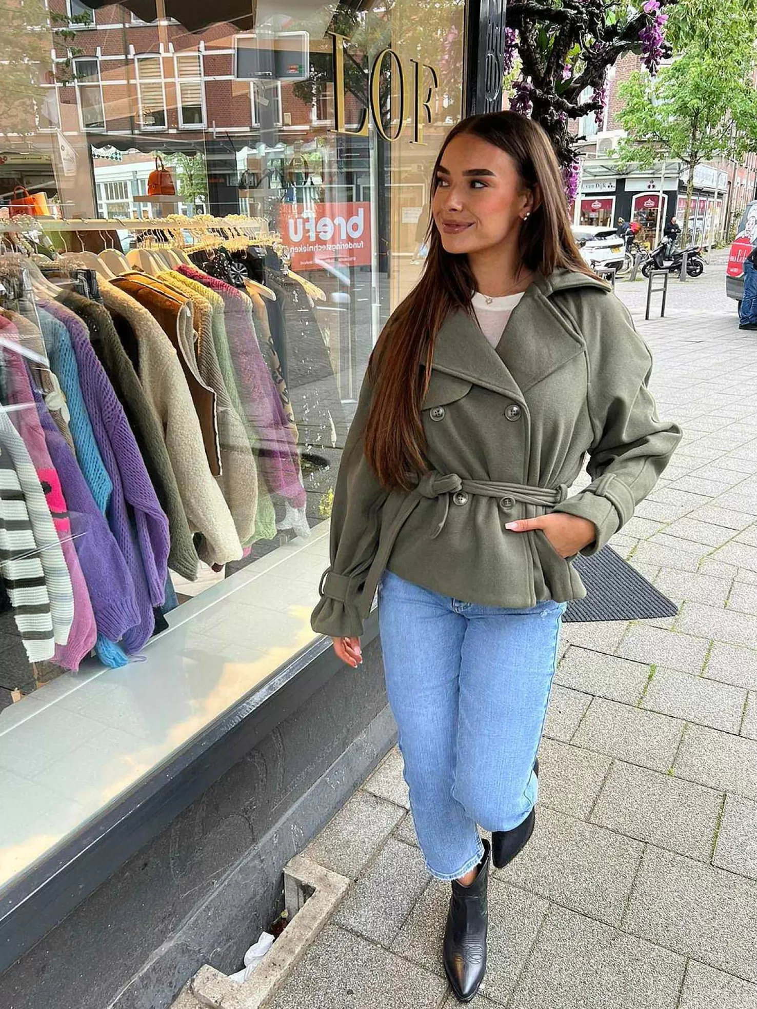 LOF Boutique Jassen>Josie Trenchcoat Short Army