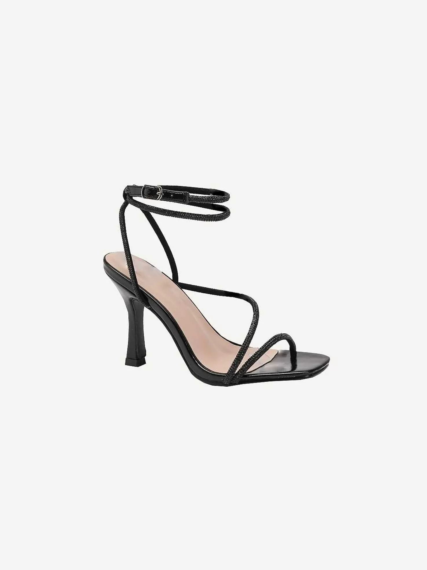LOF Boutique Hakken>Joy Glitter Strap Heels Black