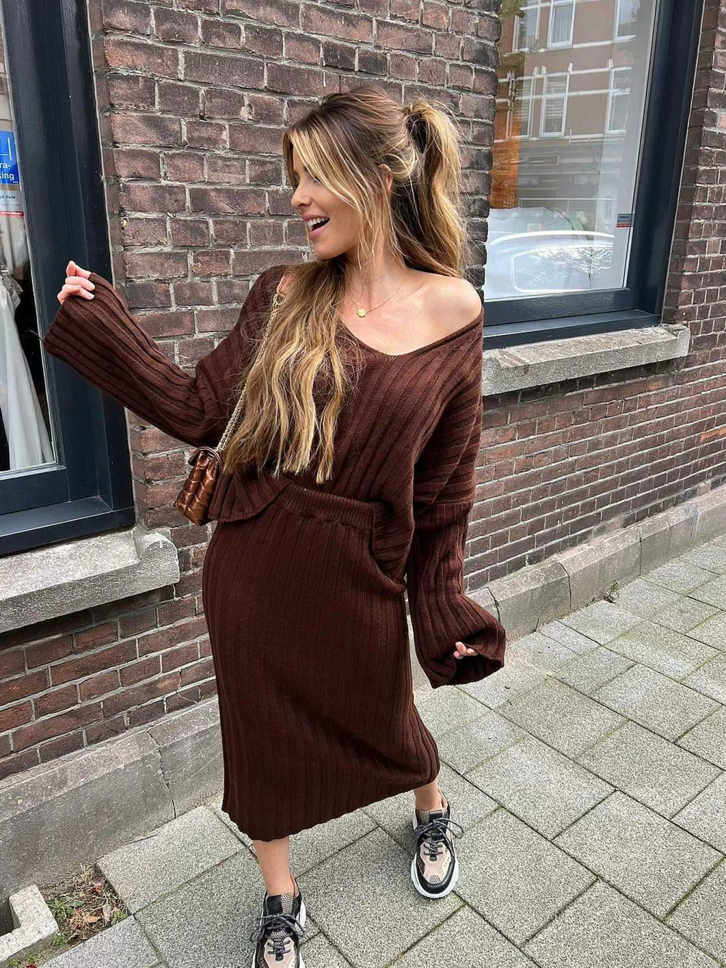LOF Boutique Sets>Julie Ribbed Set Choco