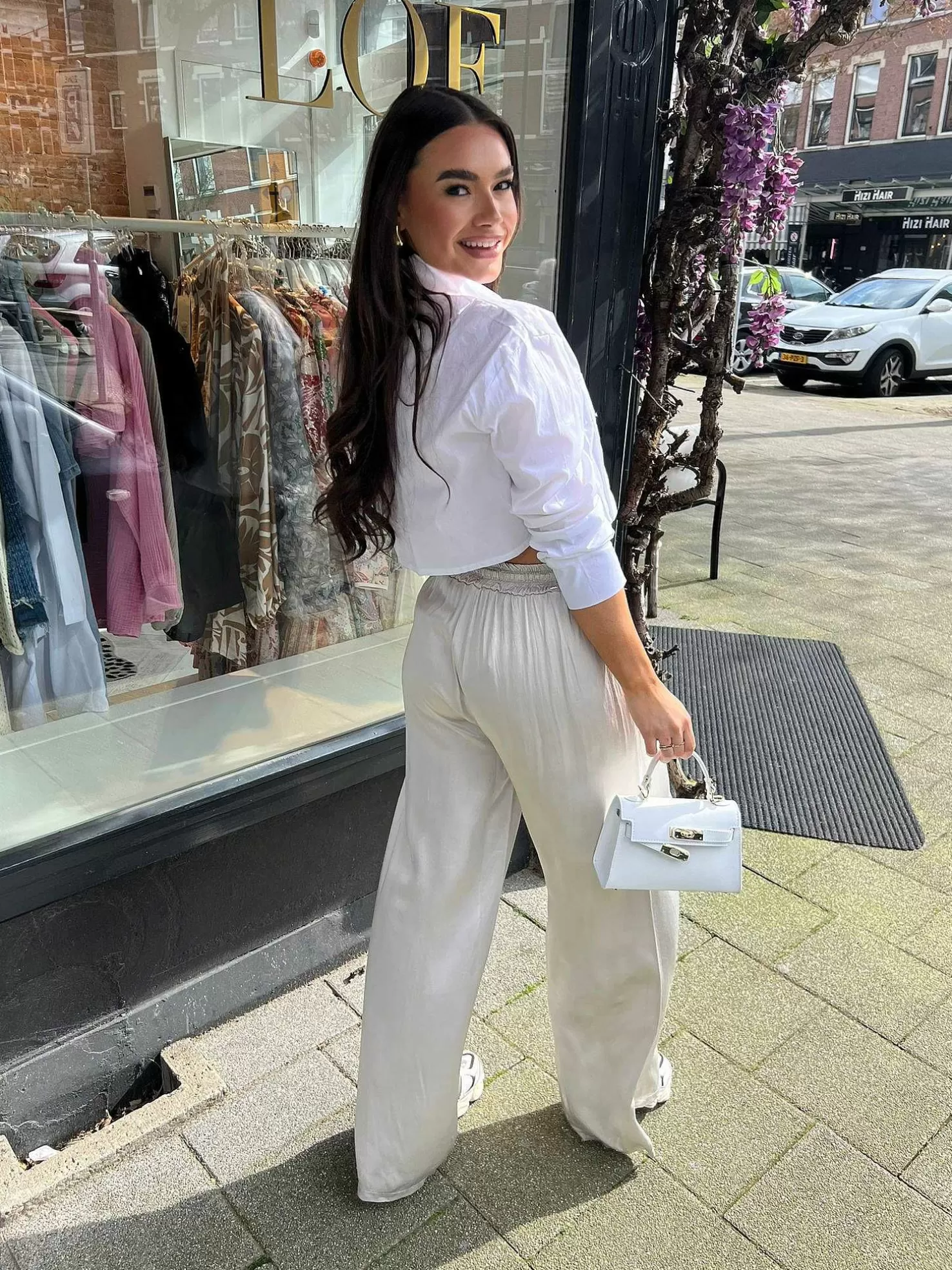 LOF Boutique Broeken>Julie Silky Pants Light Beige