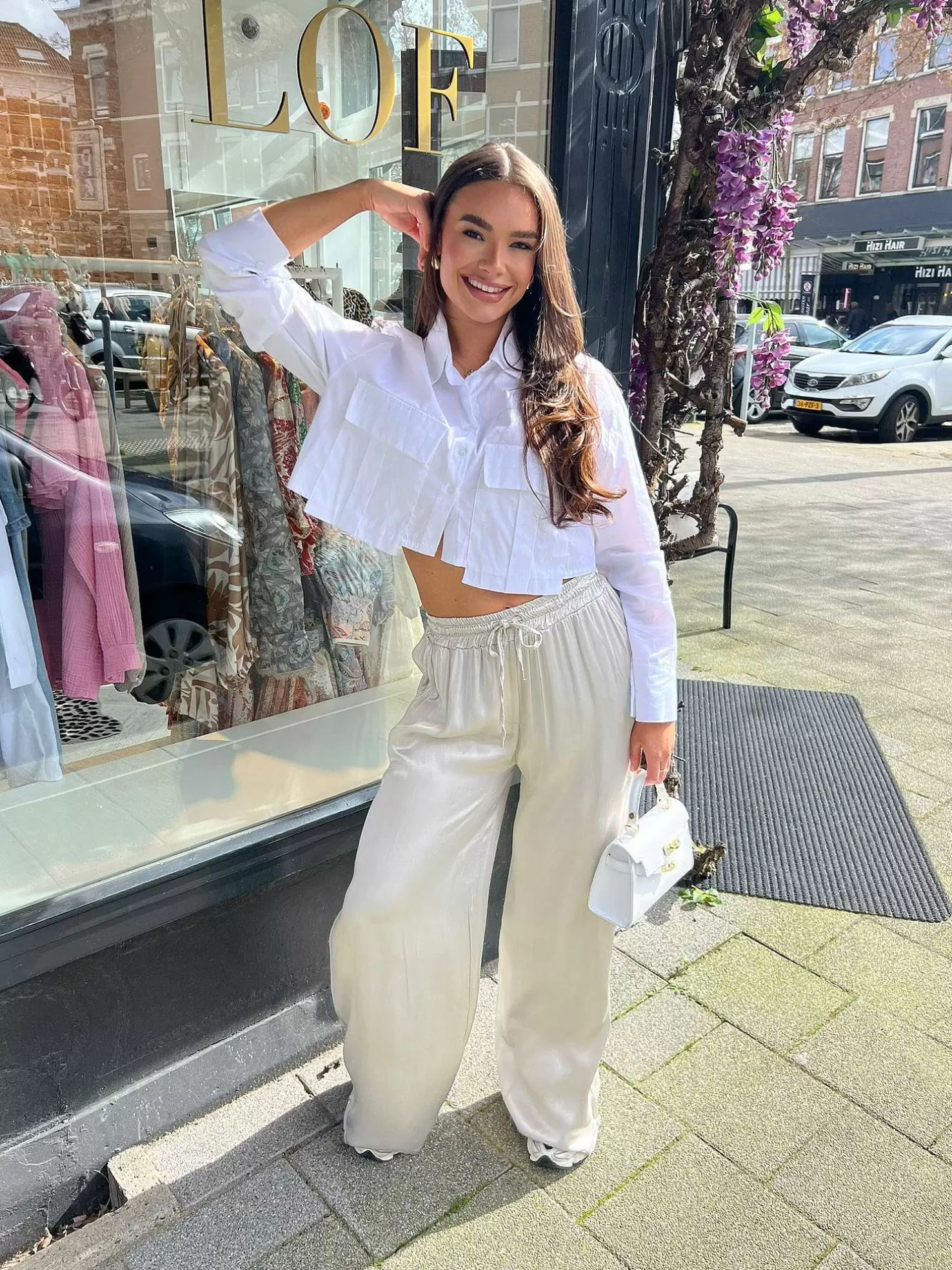 LOF Boutique Broeken>Julie Silky Pants Light Beige