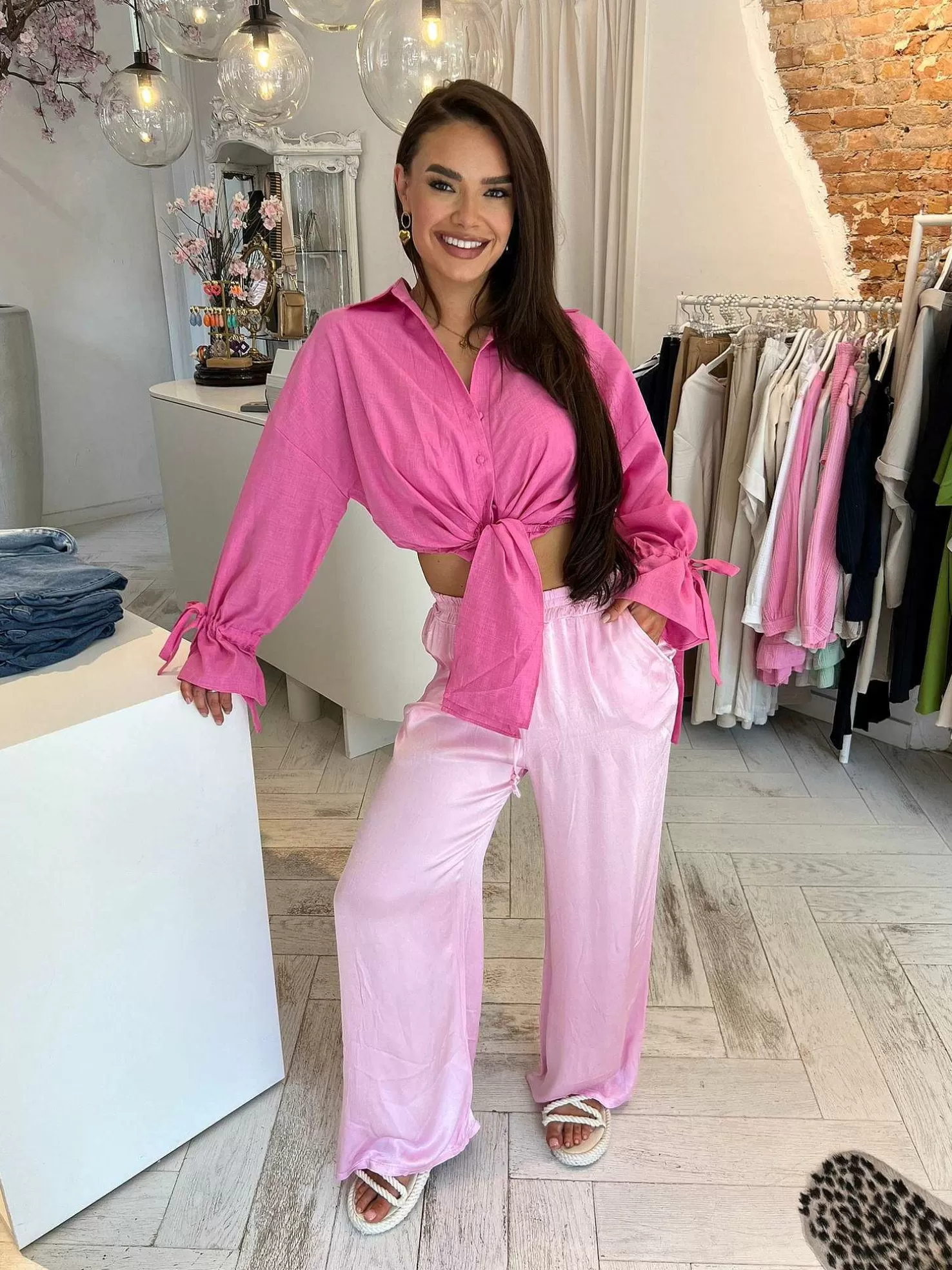 LOF Boutique Broeken>Julie Silky Pants Light Pink