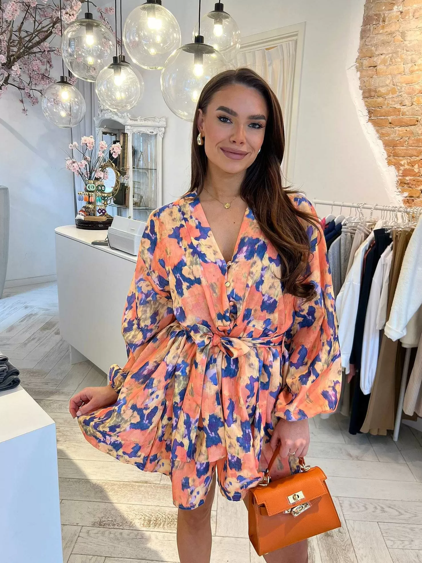 LOF Boutique Jurken>June Dip Dye Dress Orange