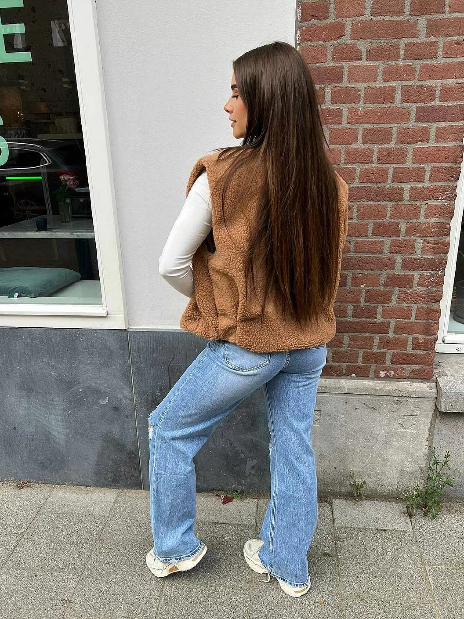 LOF Boutique Broeken>Kayley Ripped Knee Jeans Blue