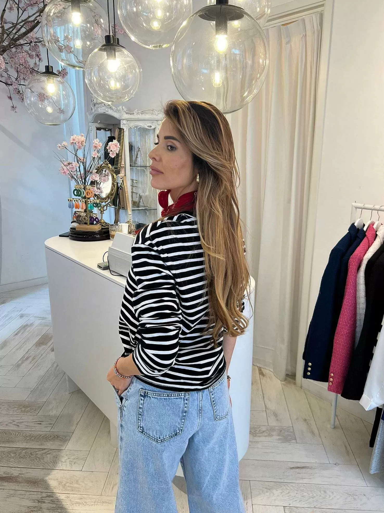 LOF Boutique Tops & Blousjes>Kiki Stripe Long Sleeve Top Black