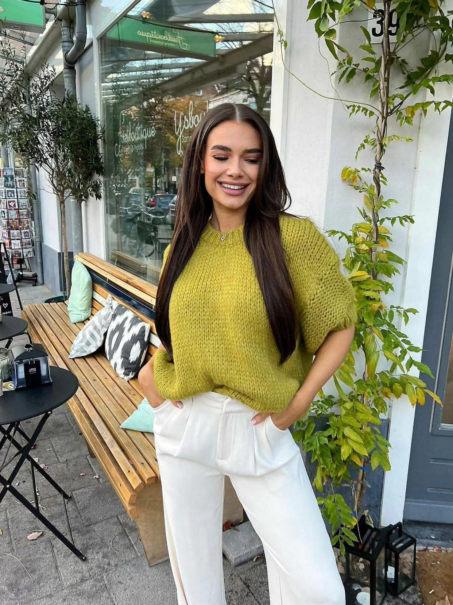 LOF Boutique Truien>Kiki Sweater Short Sleeve Lime