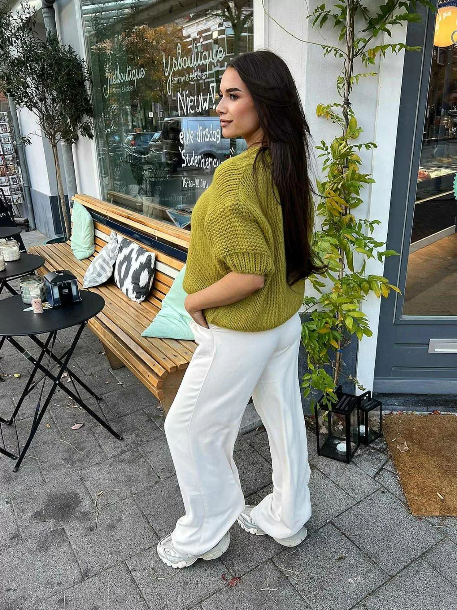 LOF Boutique Truien>Kiki Sweater Short Sleeve Lime