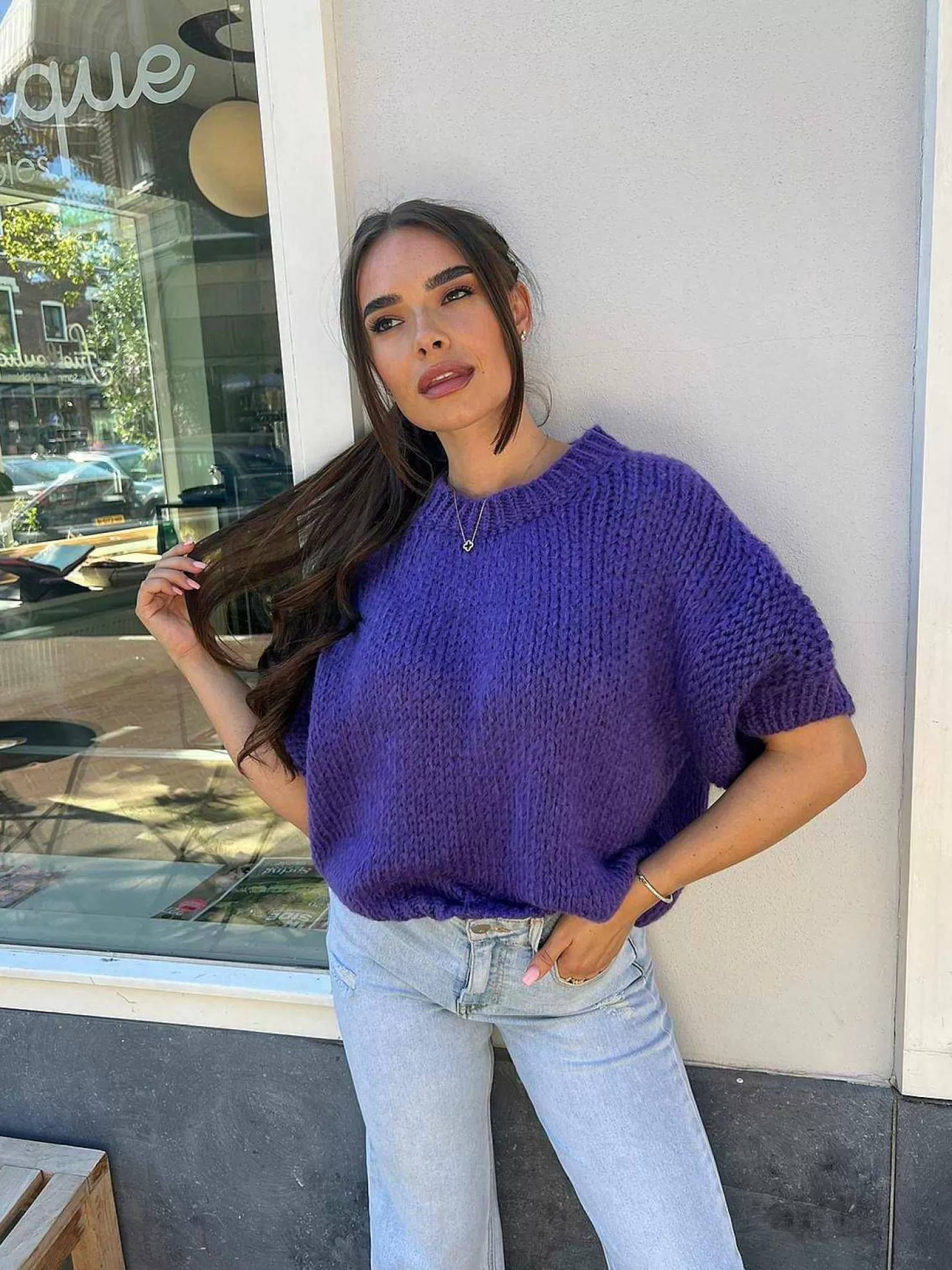 LOF Boutique Truien>Kiki Sweater Short Sleeve Purple