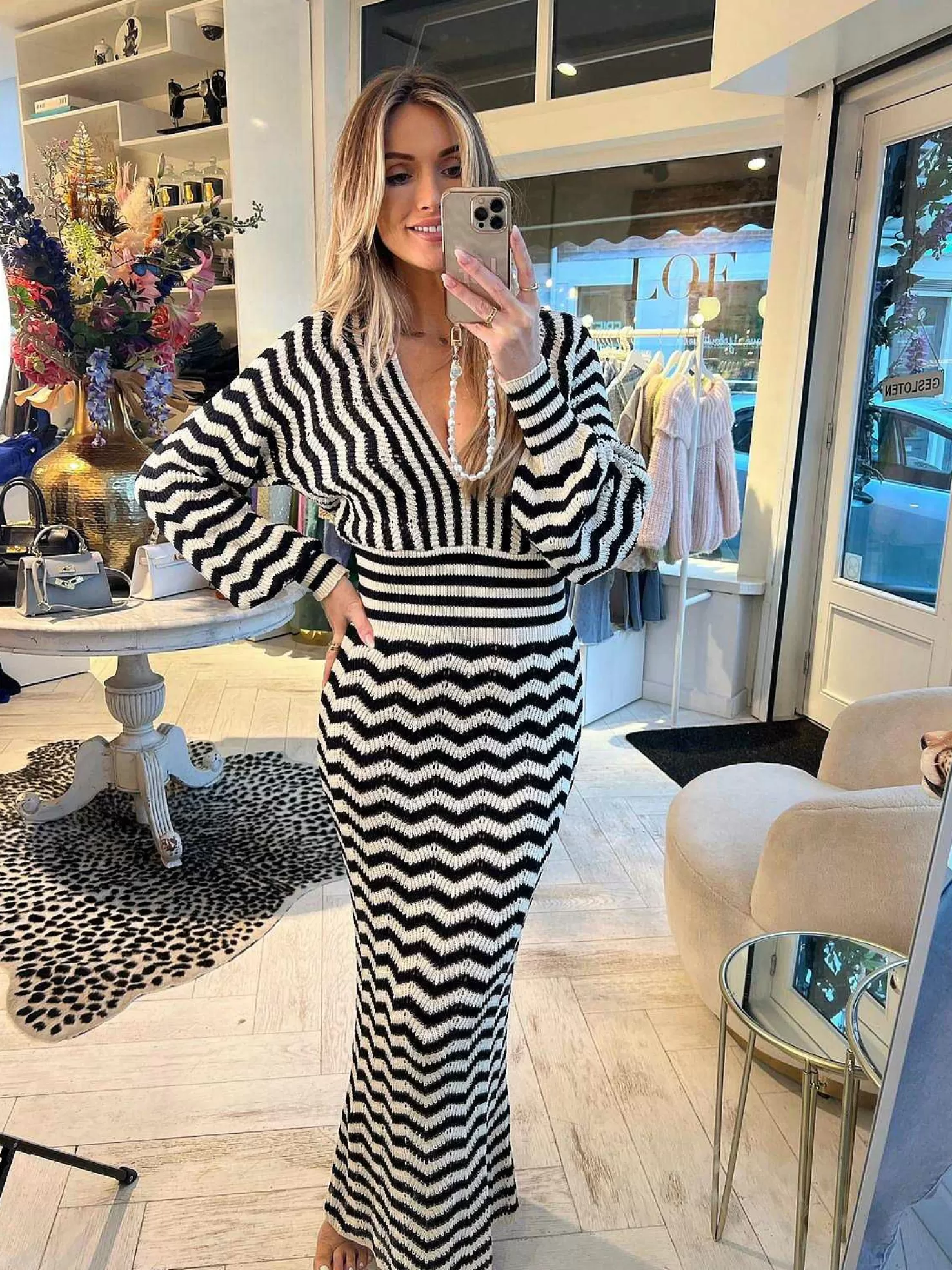 LOF Boutique Jurken>Layla Maxi Dress Black & Off White