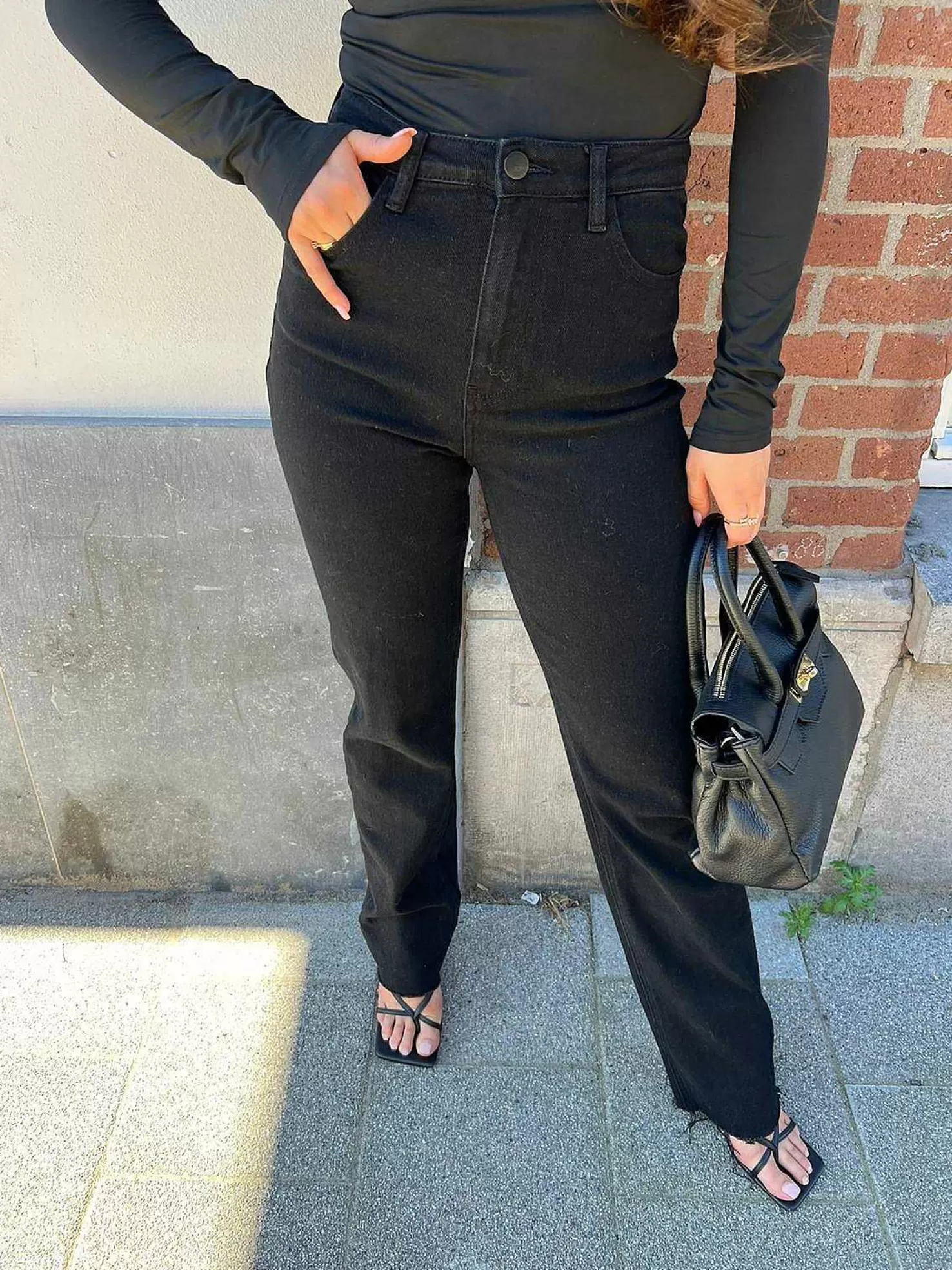 LOF Boutique Broeken>Lexi Extra Long Jeans Black