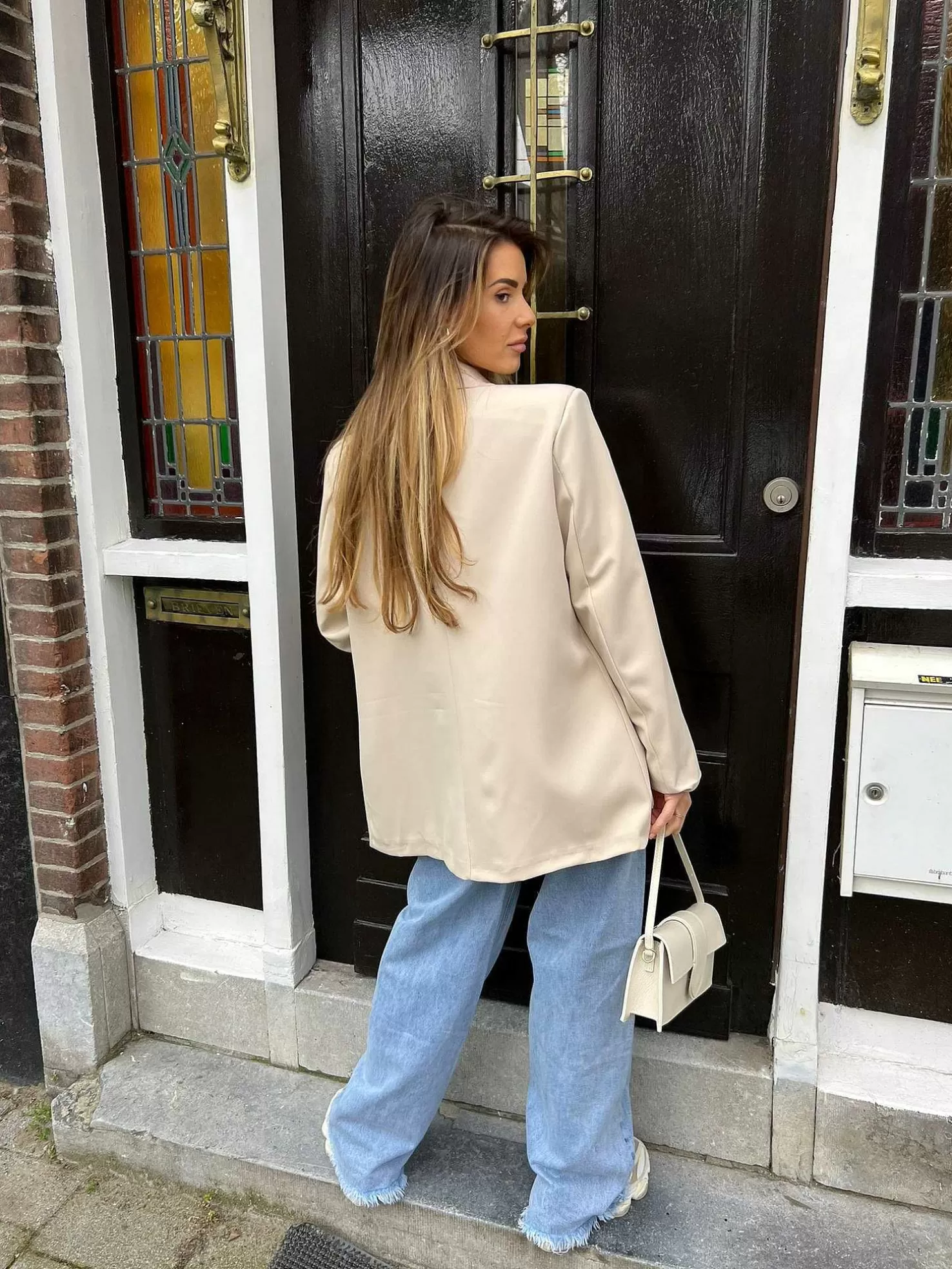 LOF Boutique Blazers>Lima Oversized Blazer Beige