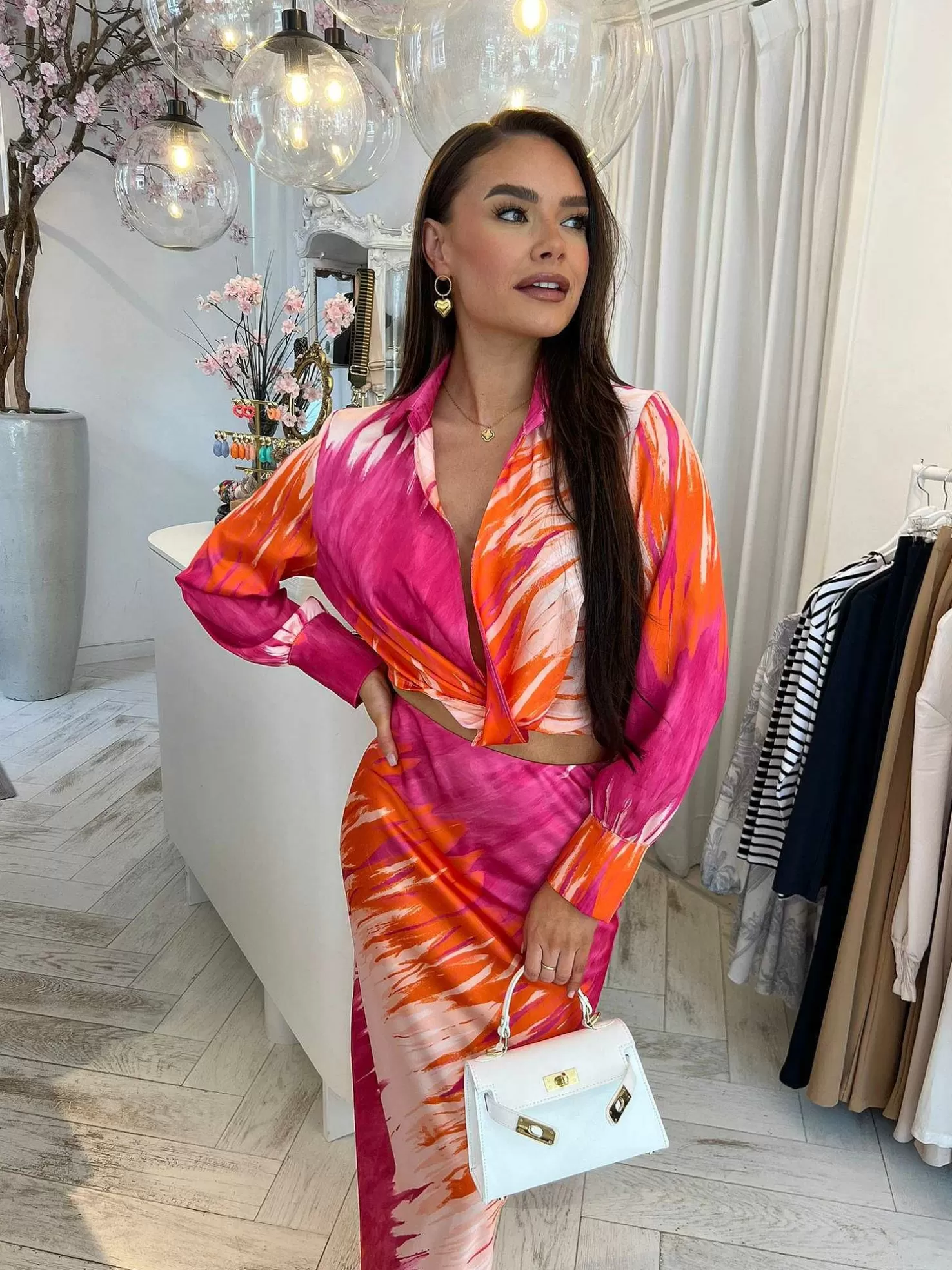 LOF Boutique Sets>Lina 2 Delig Set Pink & Orange