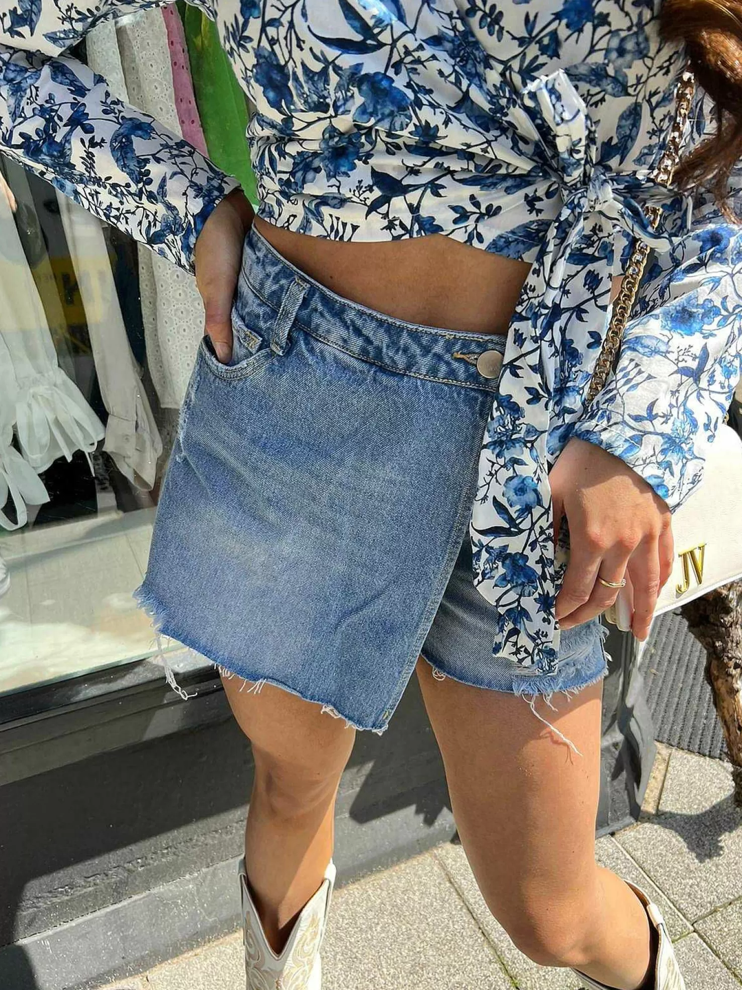 LOF Boutique Shorts>Lizzie Denim Skort Blue