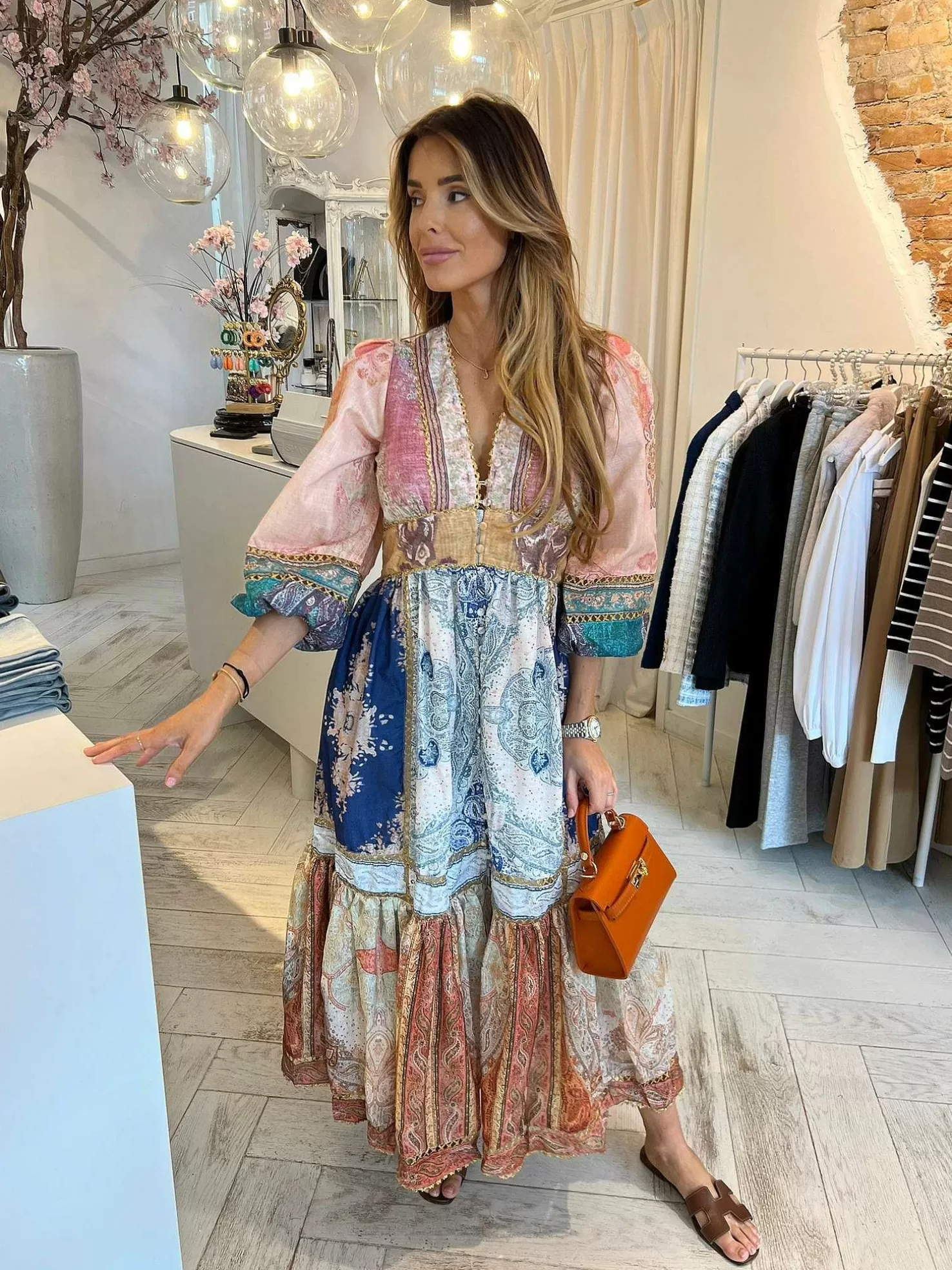 LOF Boutique Jurken>Lou Multicolor Maxi Dress