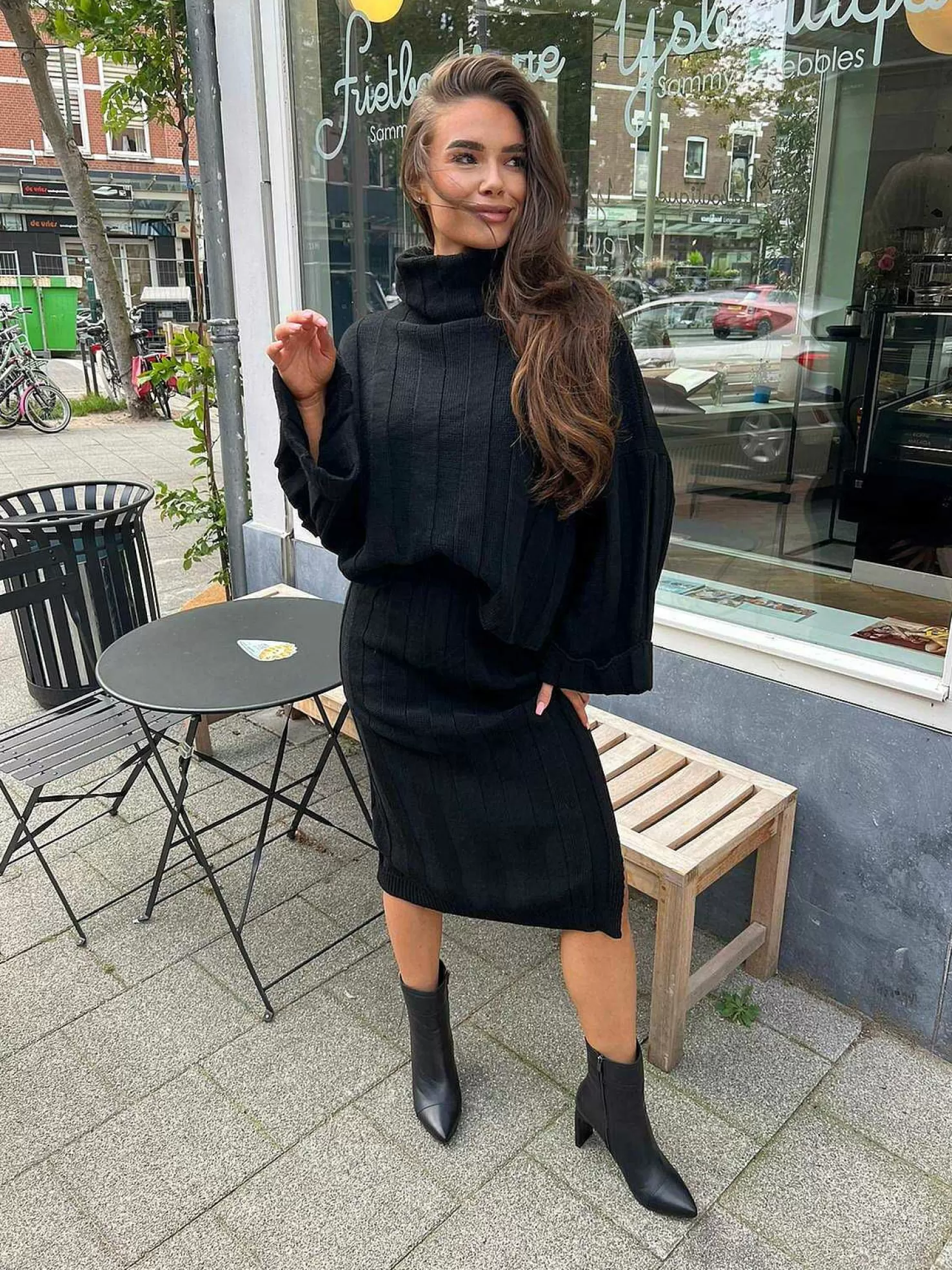 LOF Boutique Sets>Loua Big Ribbed Set Black