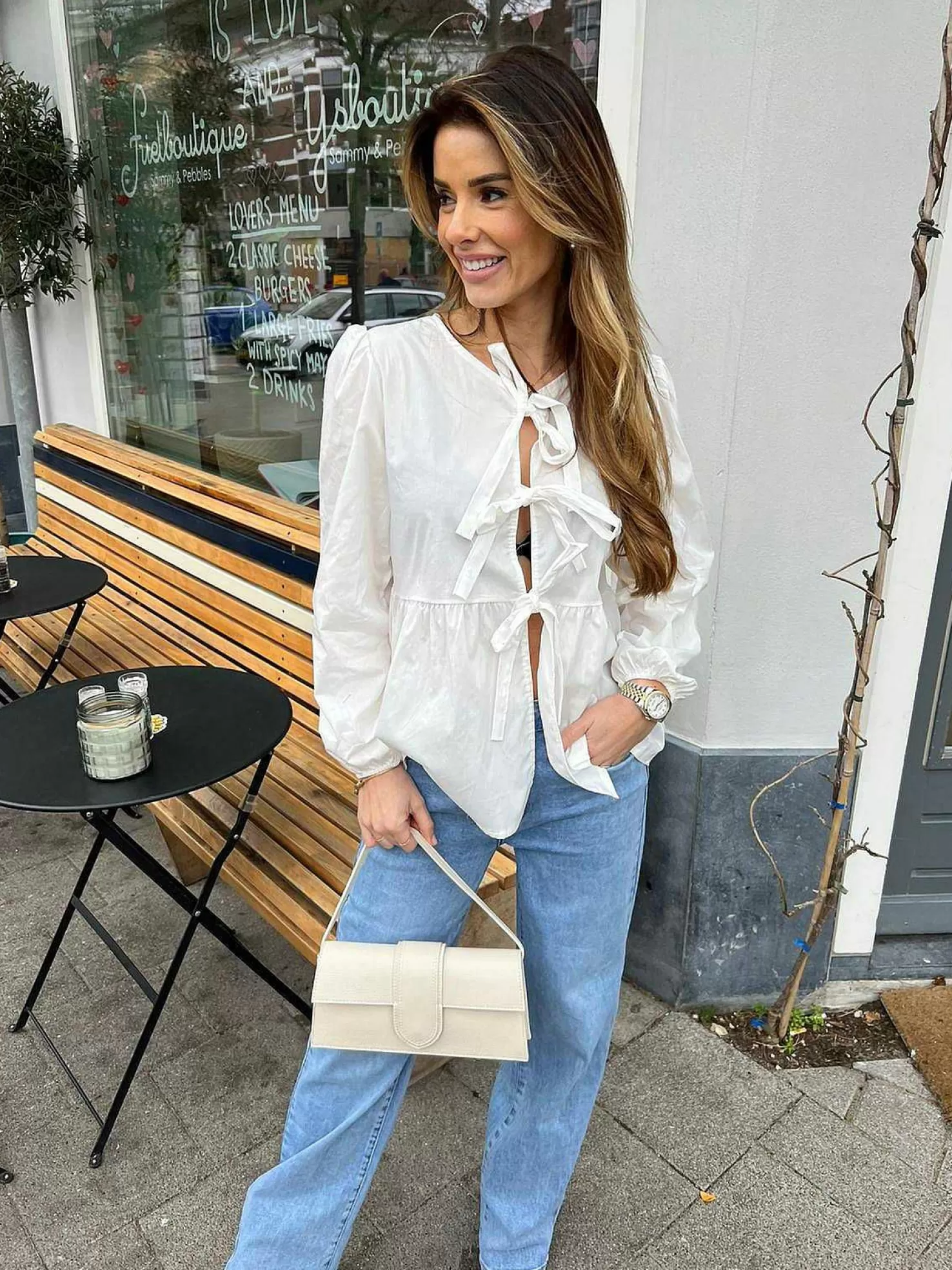 LOF Boutique Tops & Blousjes>Lua-May Bow Blouse White