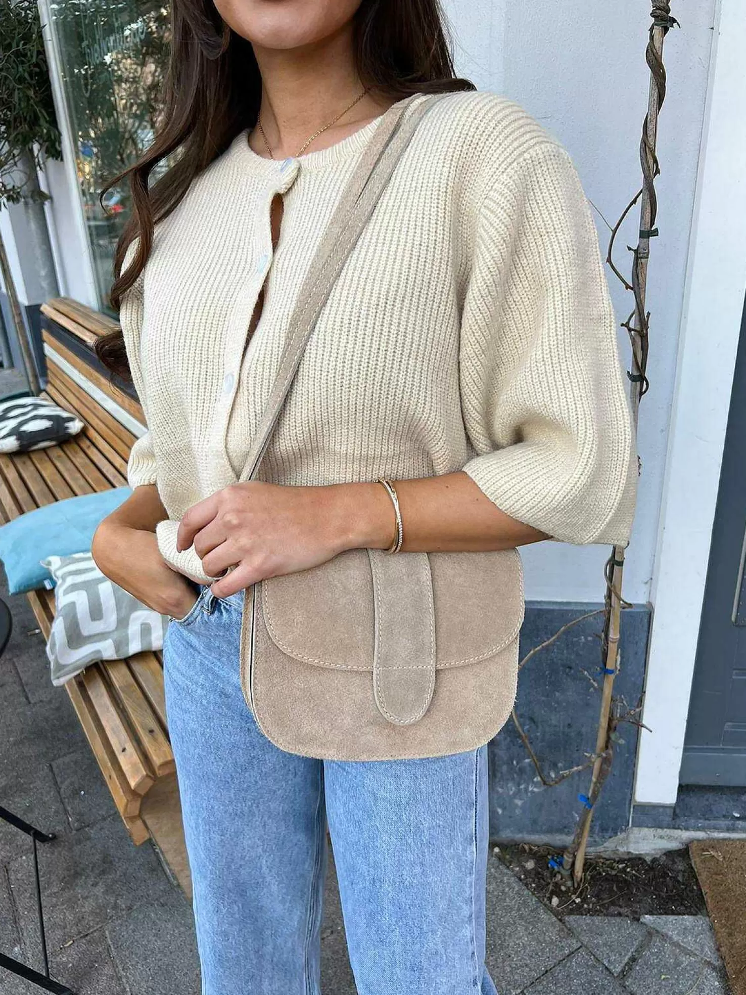LOF Boutique Tassen>Maan Bag Suede Beige