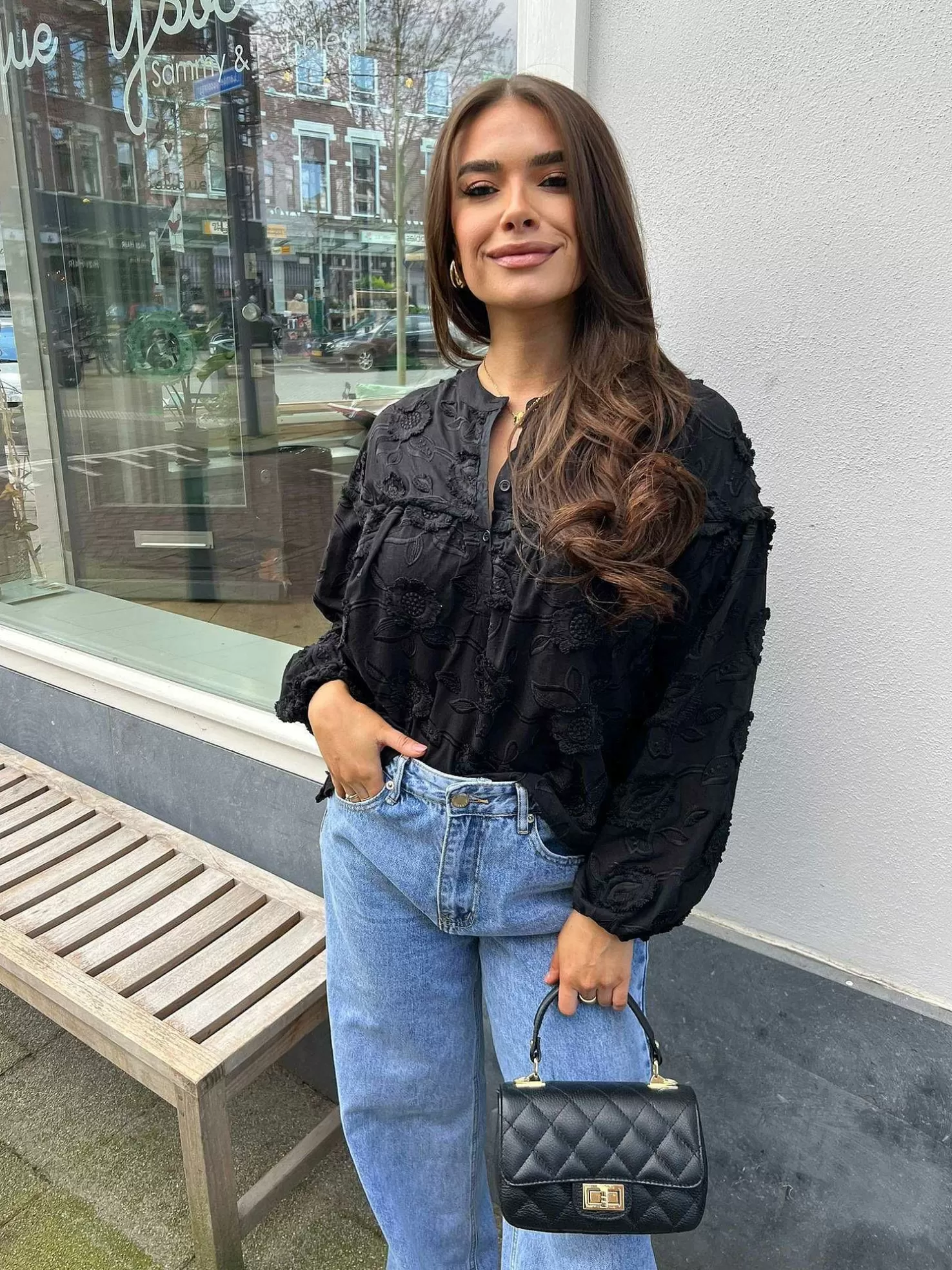 LOF Boutique Tops & Blousjes>Maeve Flower Blouse Black