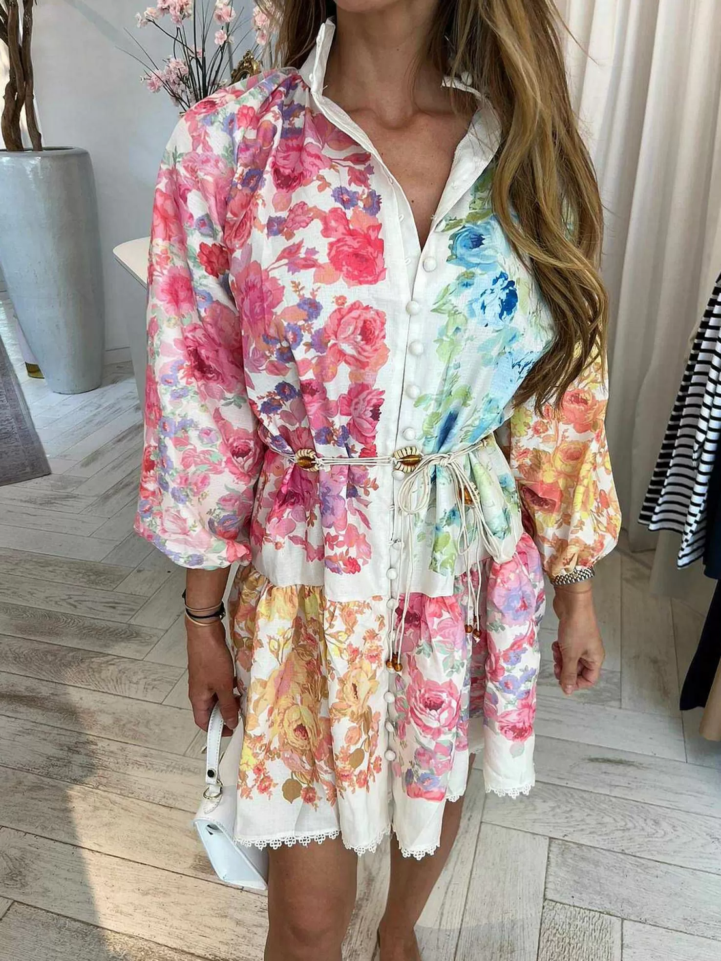 LOF Boutique Jurken>Maria Multicolor Flower Dress