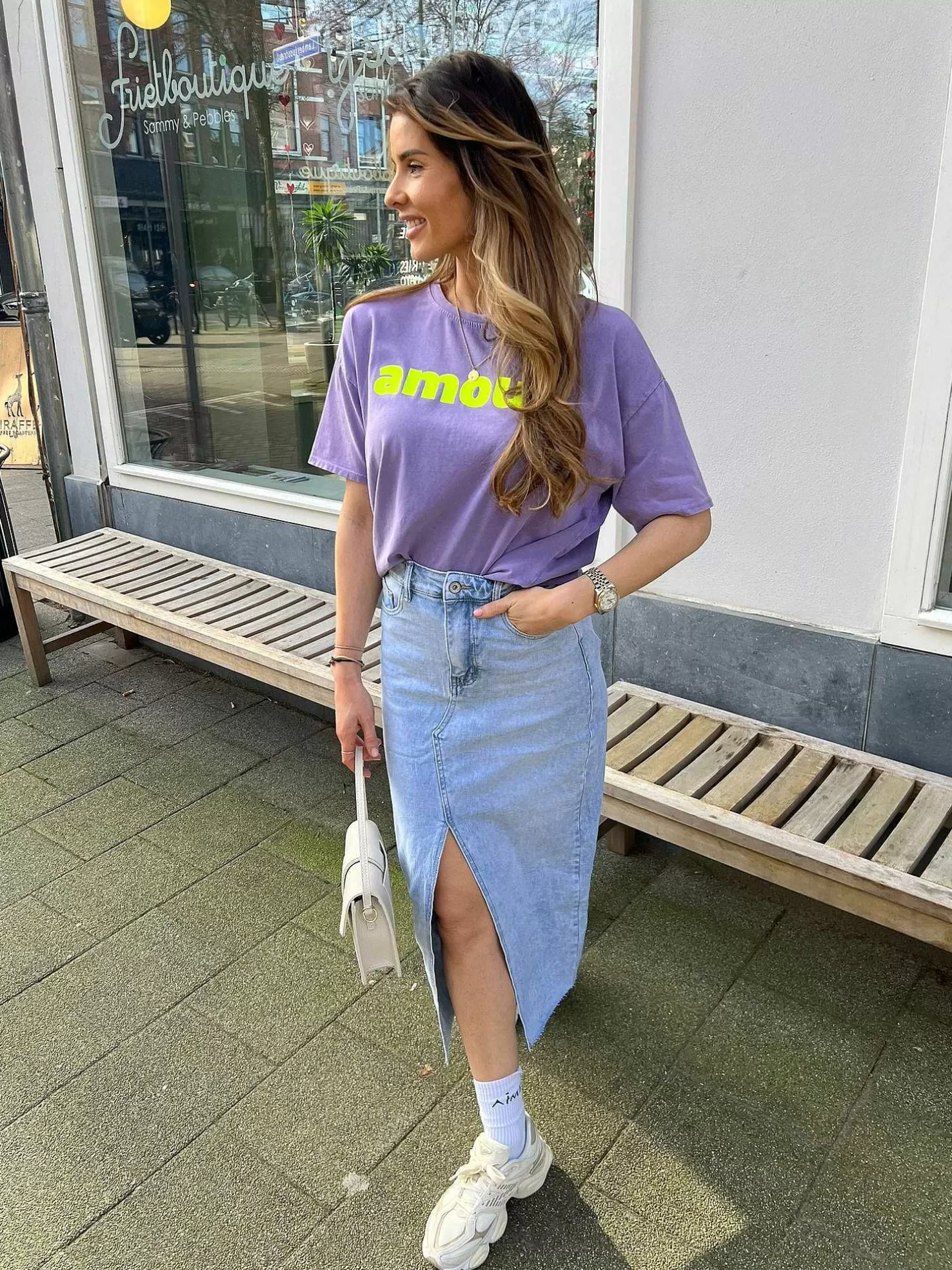 LOF Boutique Rokken>Maxi Denim Skirt Light Blue