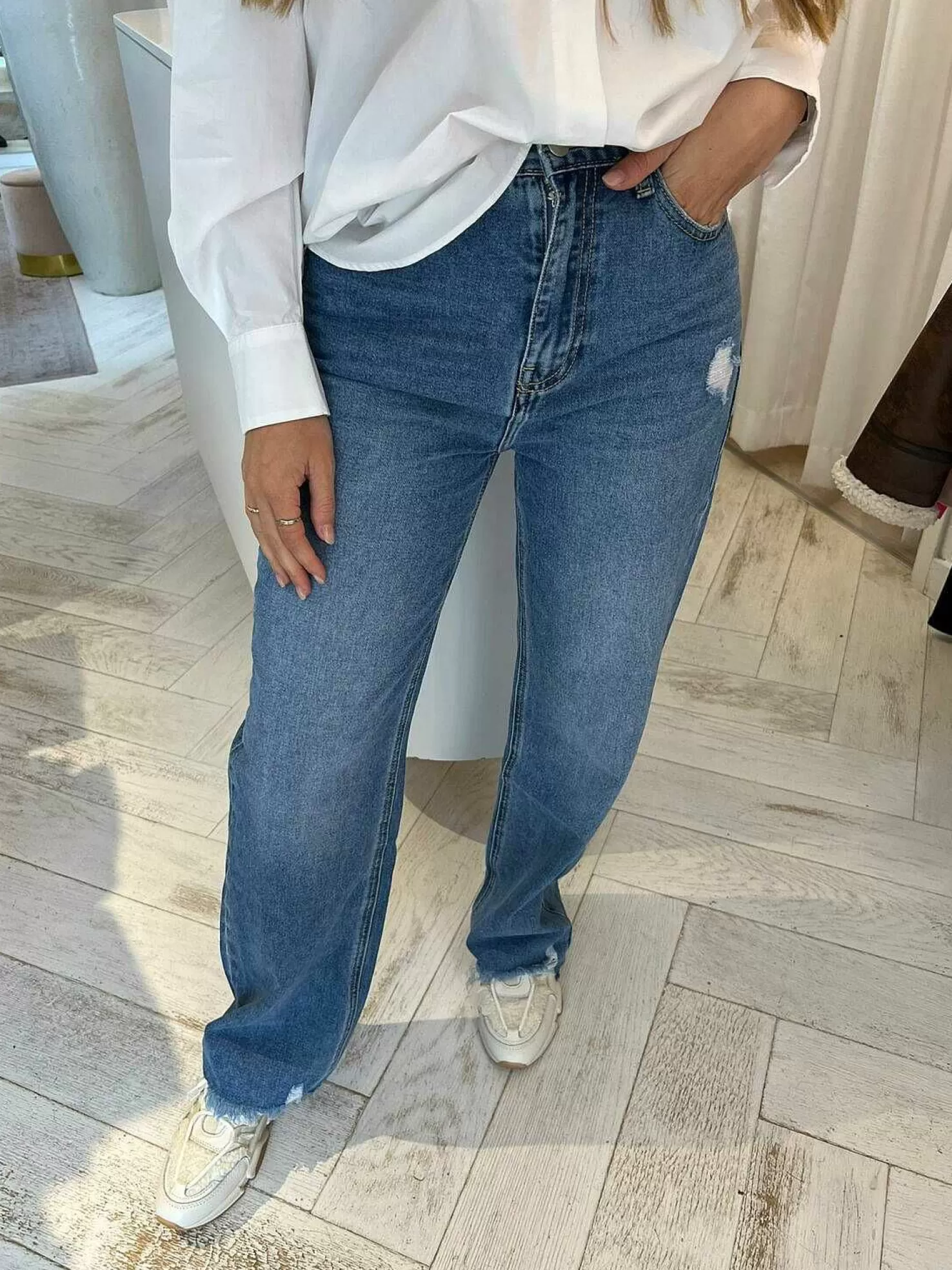 LOF Boutique Broeken>Megan Straight Leg Jeans Blue