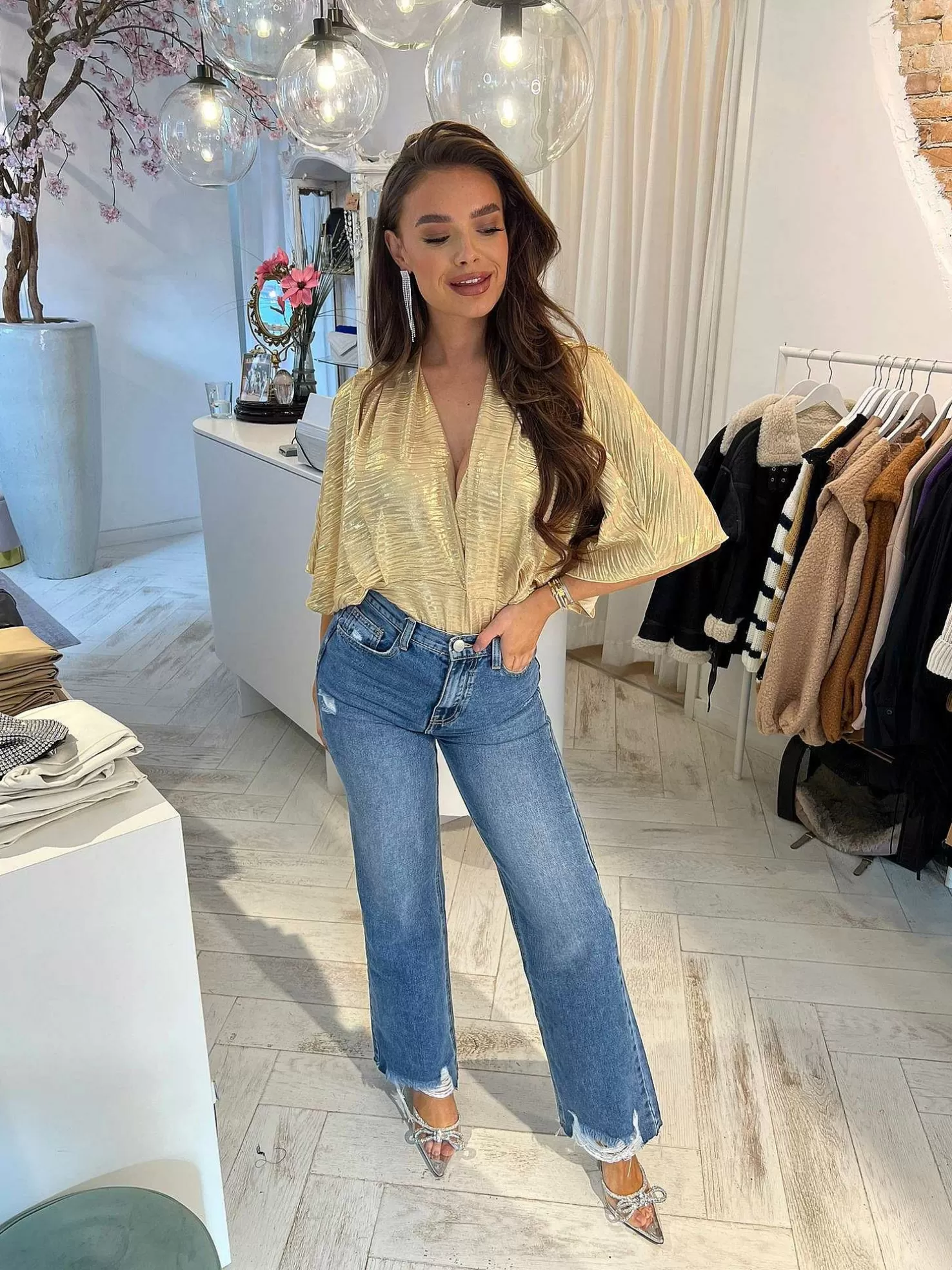 LOF Boutique Broeken>Megan Straight Leg Jeans Blue