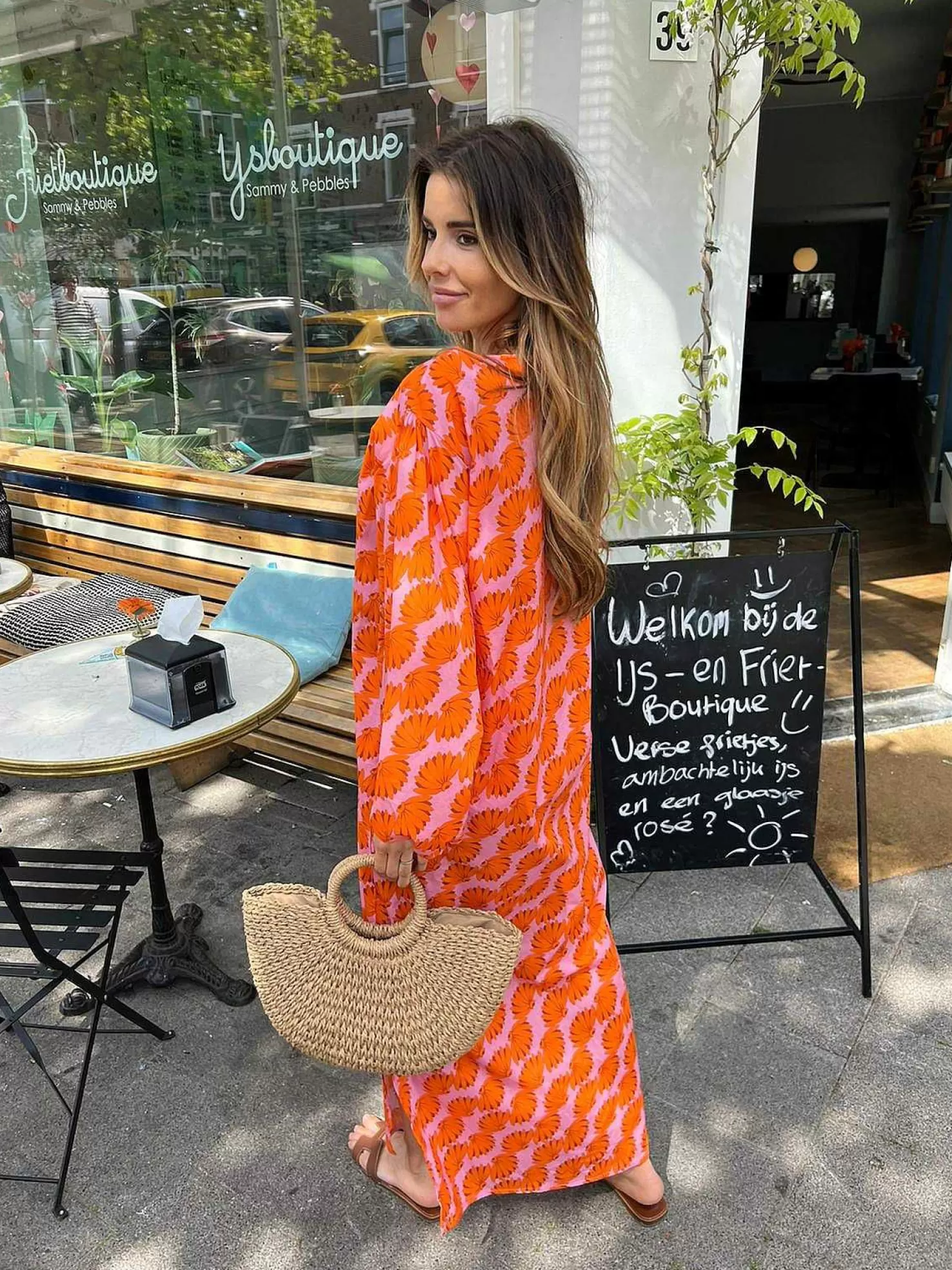 LOF Boutique Jurken>Milou Pattern Maxi Dress Beige
