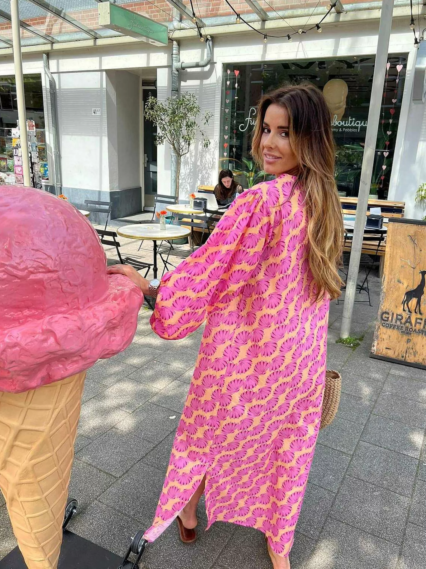 LOF Boutique Jurken>Milou Pattern Maxi Dress Pink