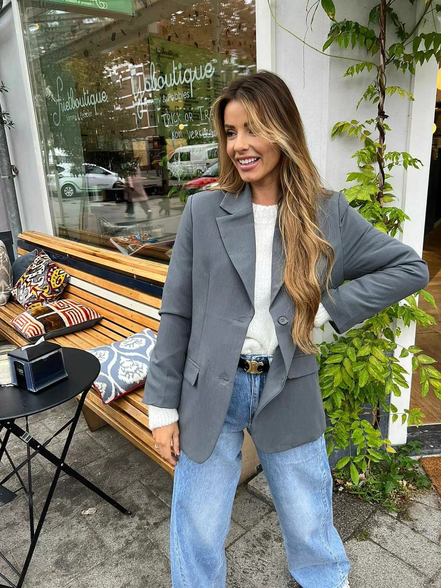 LOF Boutique Blazers>Molly Oversized Blazer Dark Grey