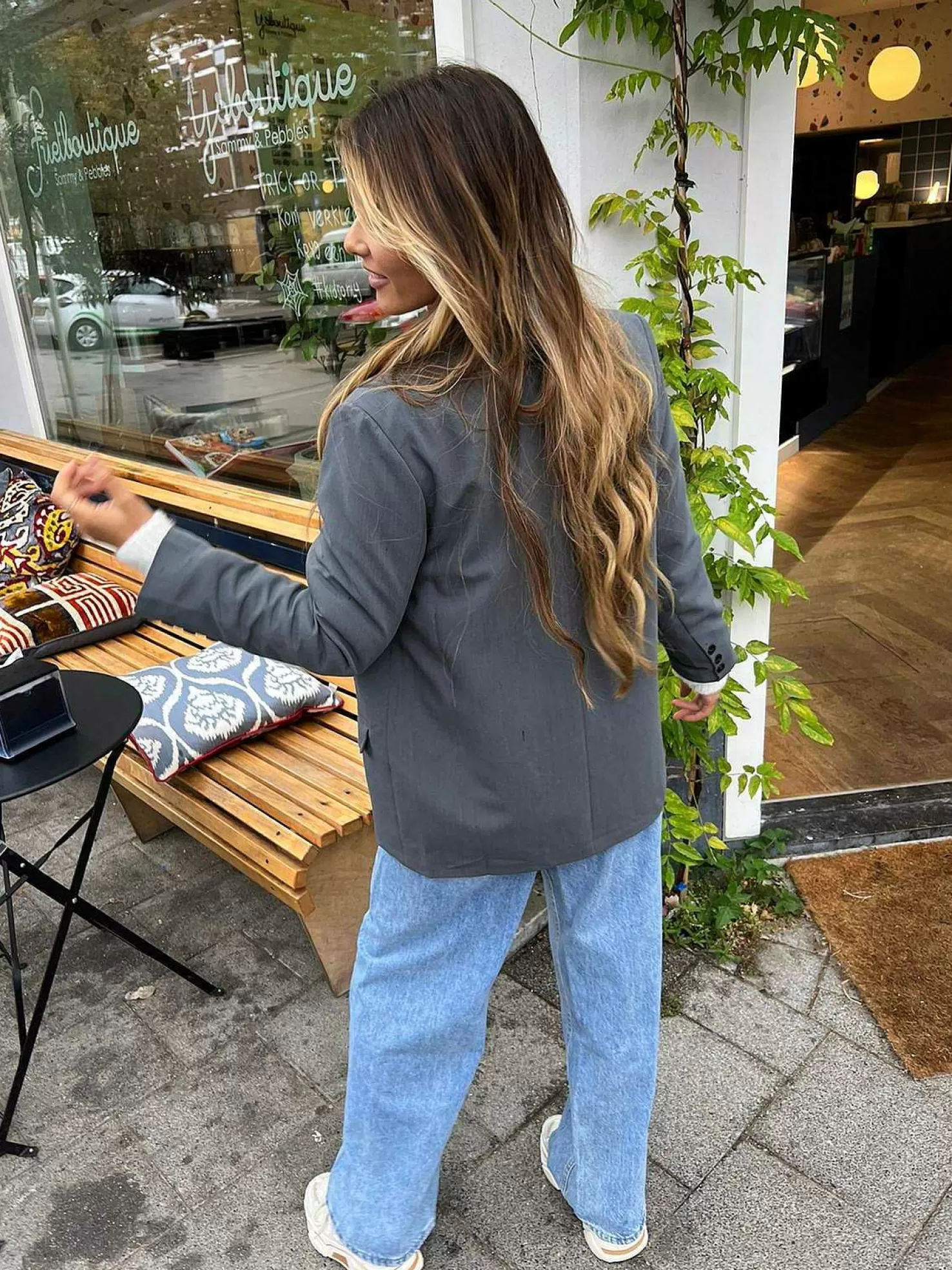 LOF Boutique Blazers>Molly Oversized Blazer Dark Grey