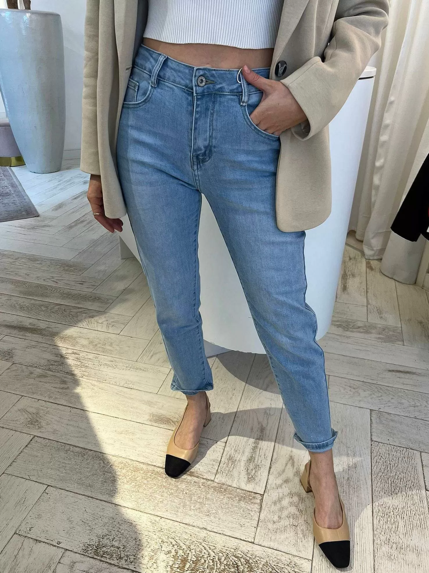LOF Boutique Broeken>Mom Jeans Light Blue
