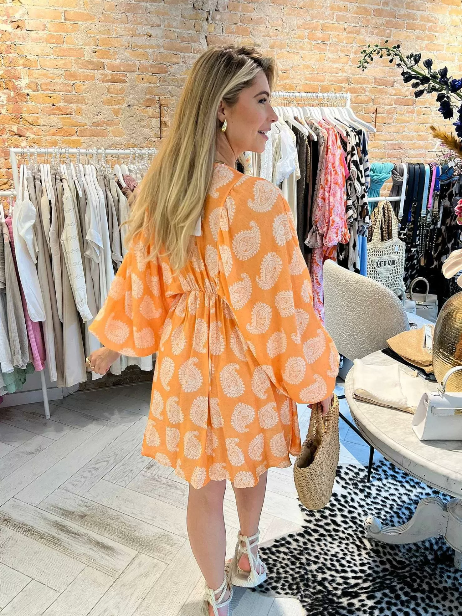 LOF Boutique Jurken>Nala Print Dress Orange