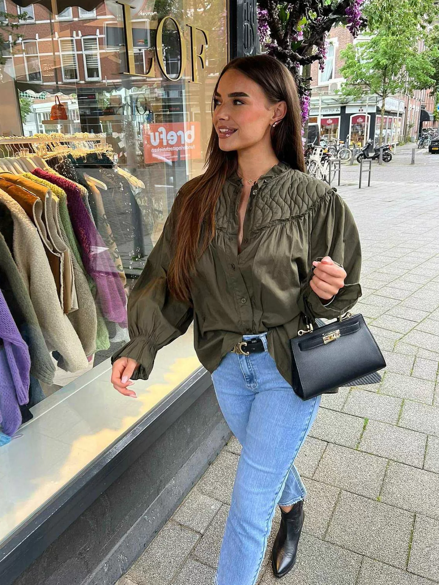 LOF Boutique Tops & Blousjes>Nina Padded Blouse Army