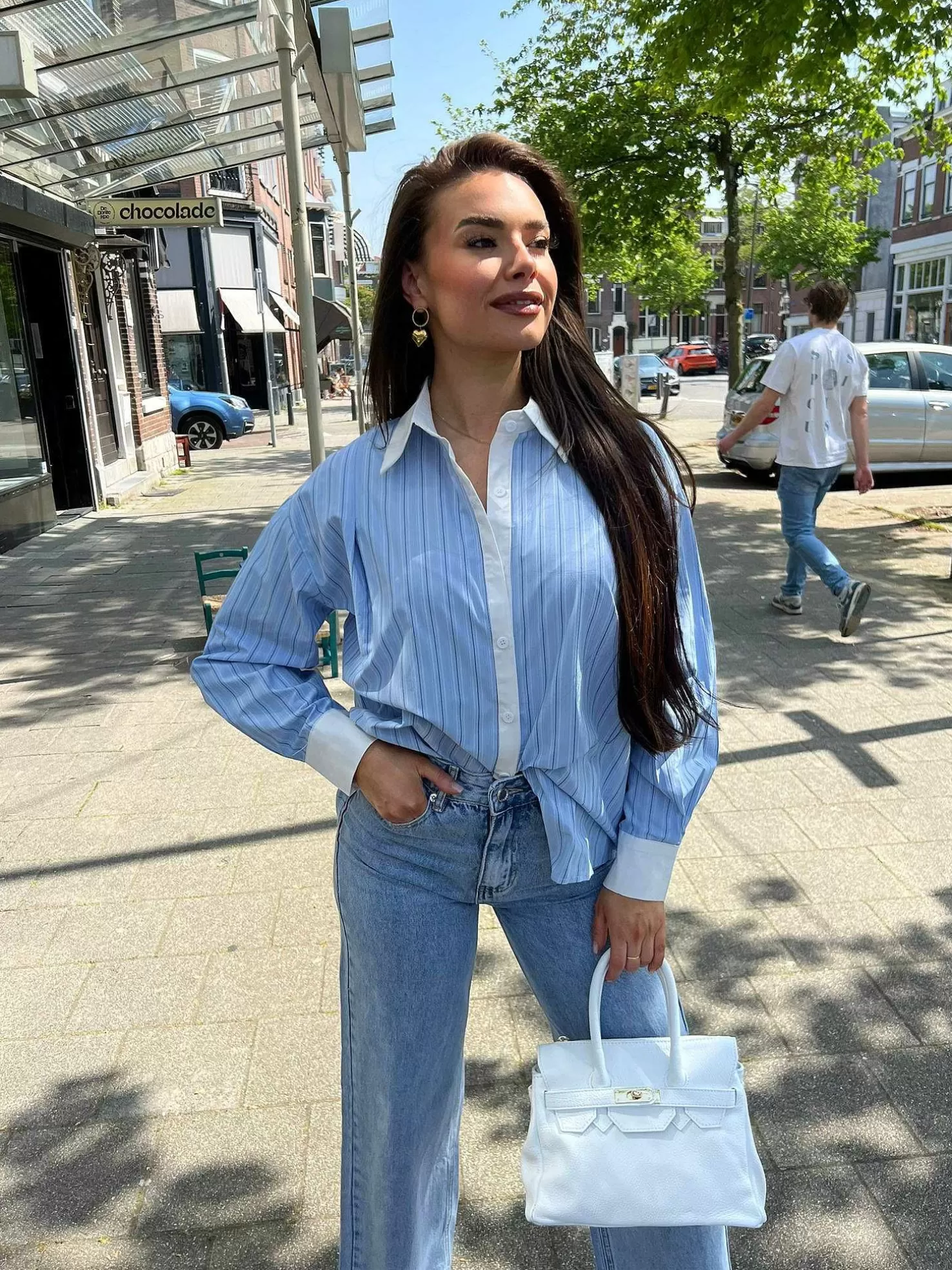 LOF Boutique Tops & Blousjes>Nina Stripe Blouse Blue