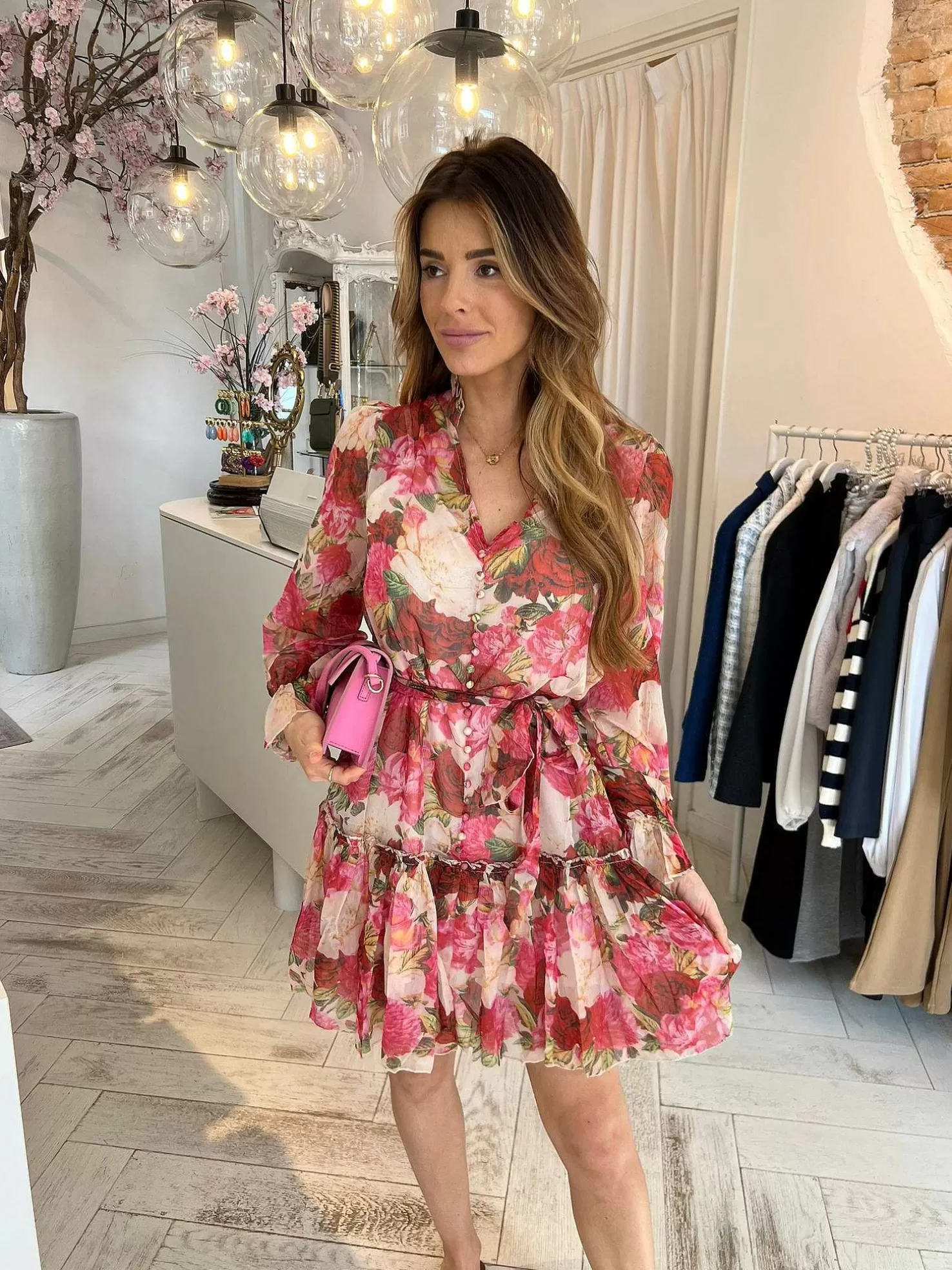LOF Boutique Jurken>Nola Rose Dress Pink