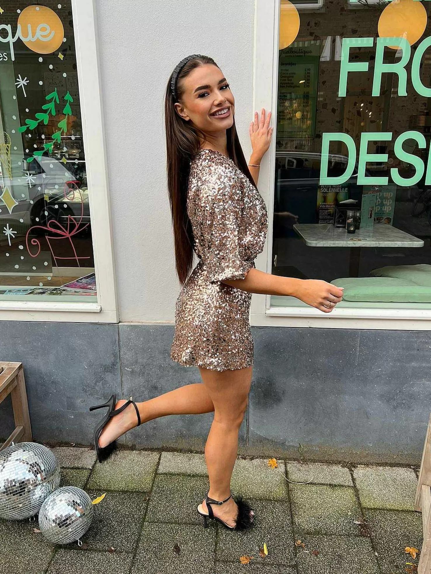 LOF Boutique Jumpsuits>Nola Sequin Dress Rose Gold