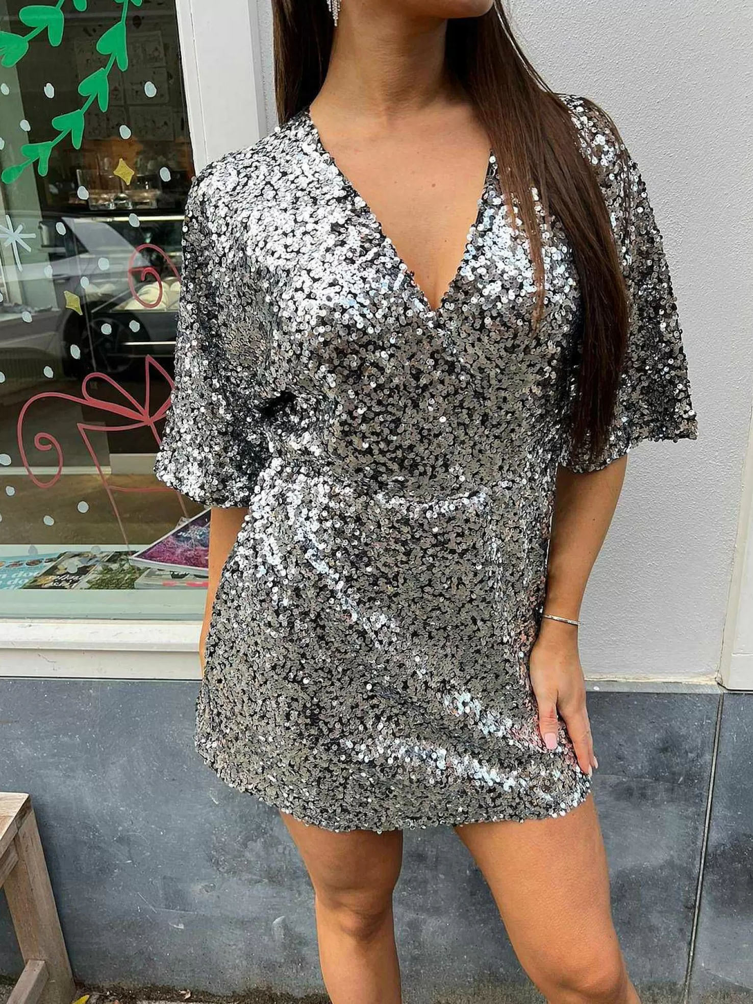 LOF Boutique Jumpsuits>Nola Sequin Dress Silver