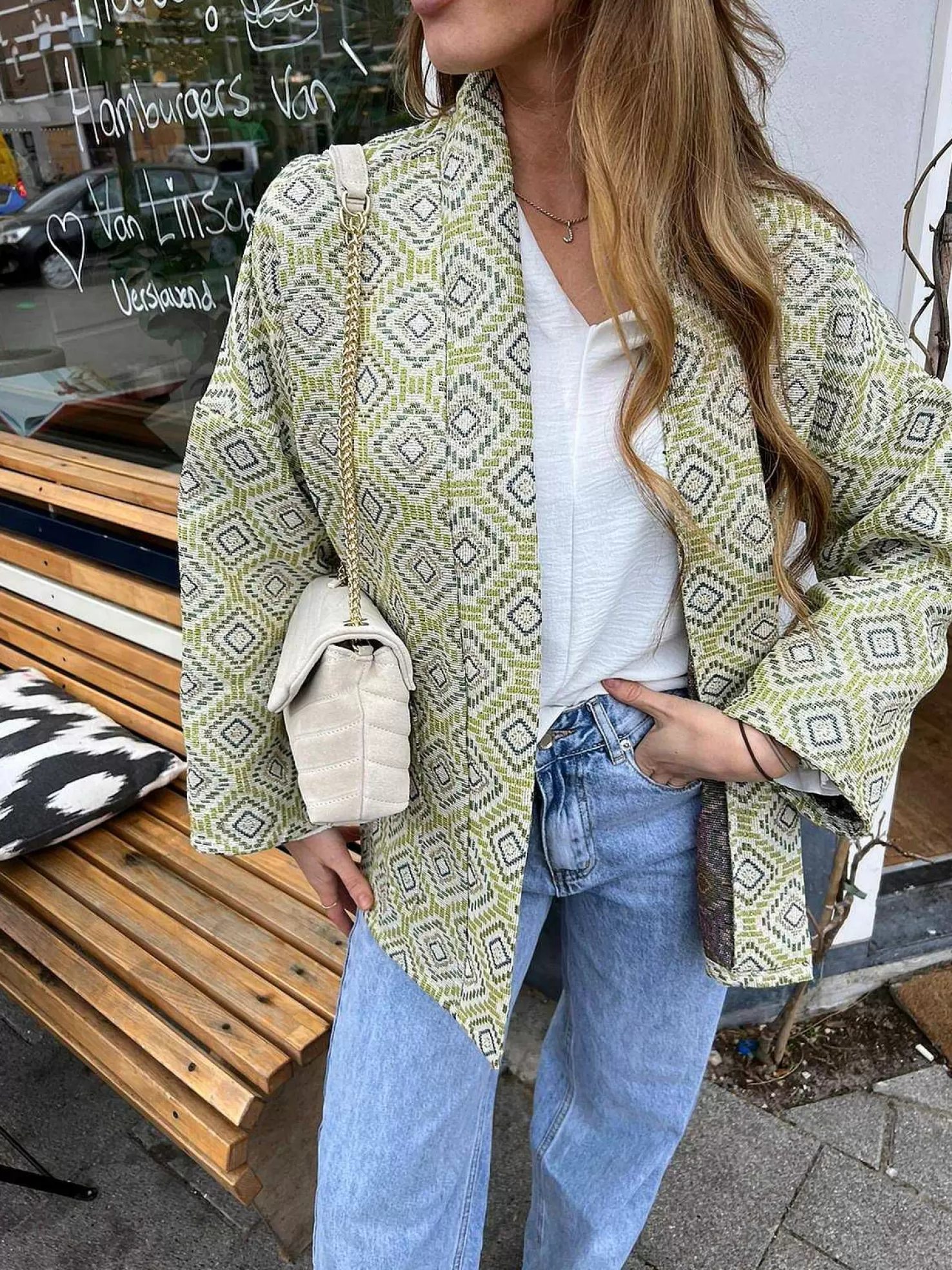 LOF Boutique Jassen>Noor Print Jacket Green
