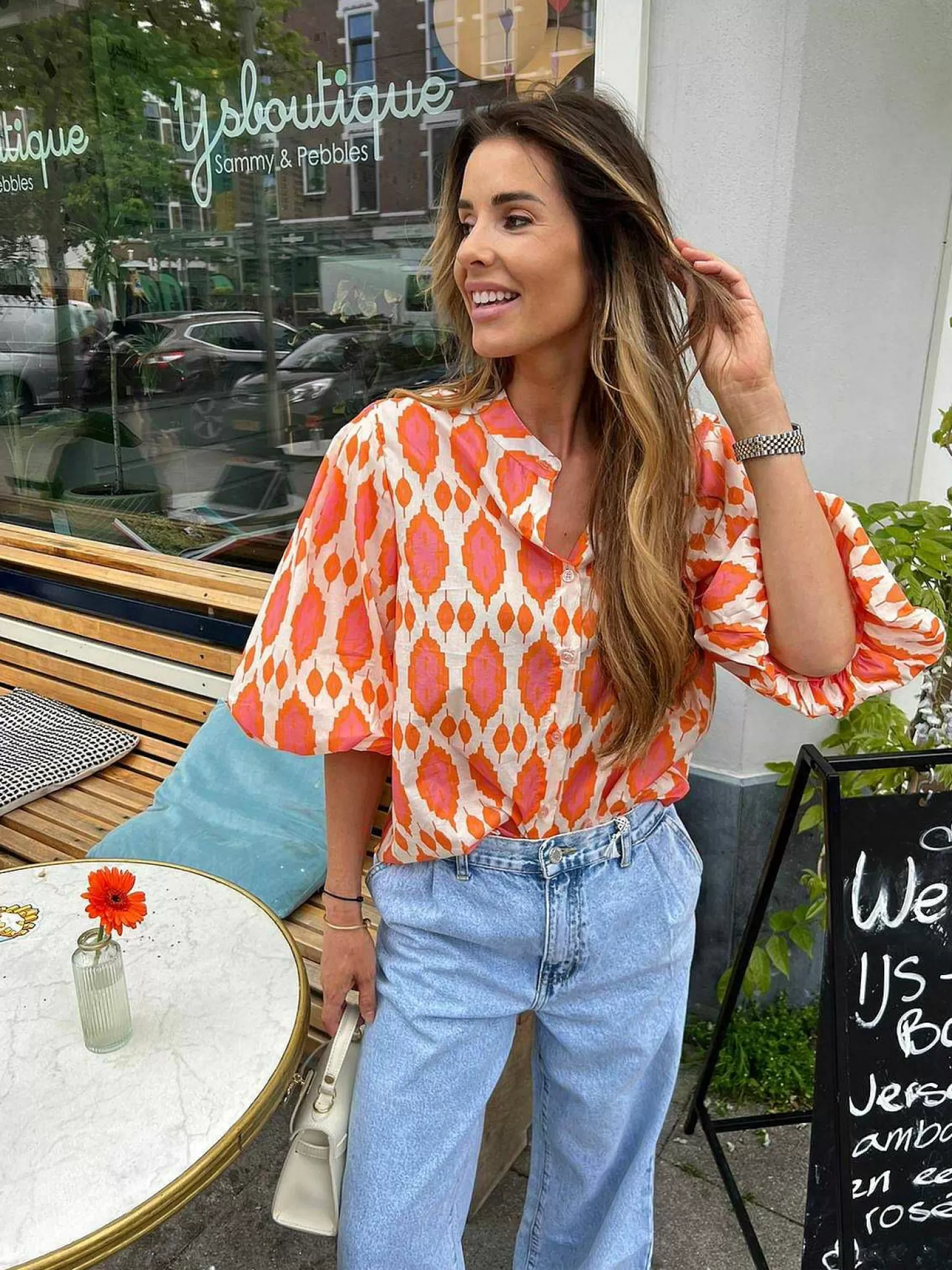 LOF Boutique Tops & Blousjes>Nora Pattern Blouse Orange