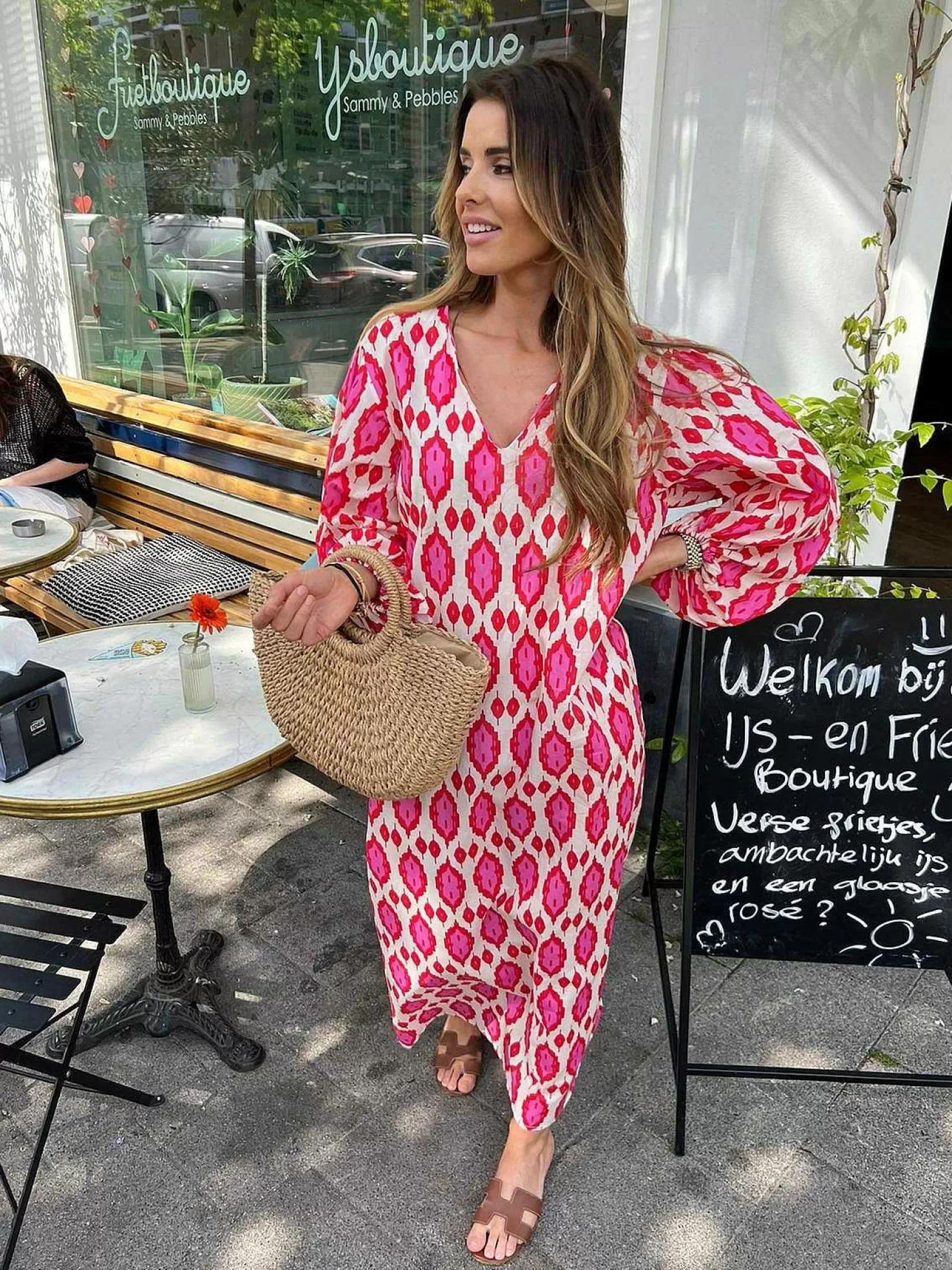 LOF Boutique Jurken>Nora Pattern Dress Red