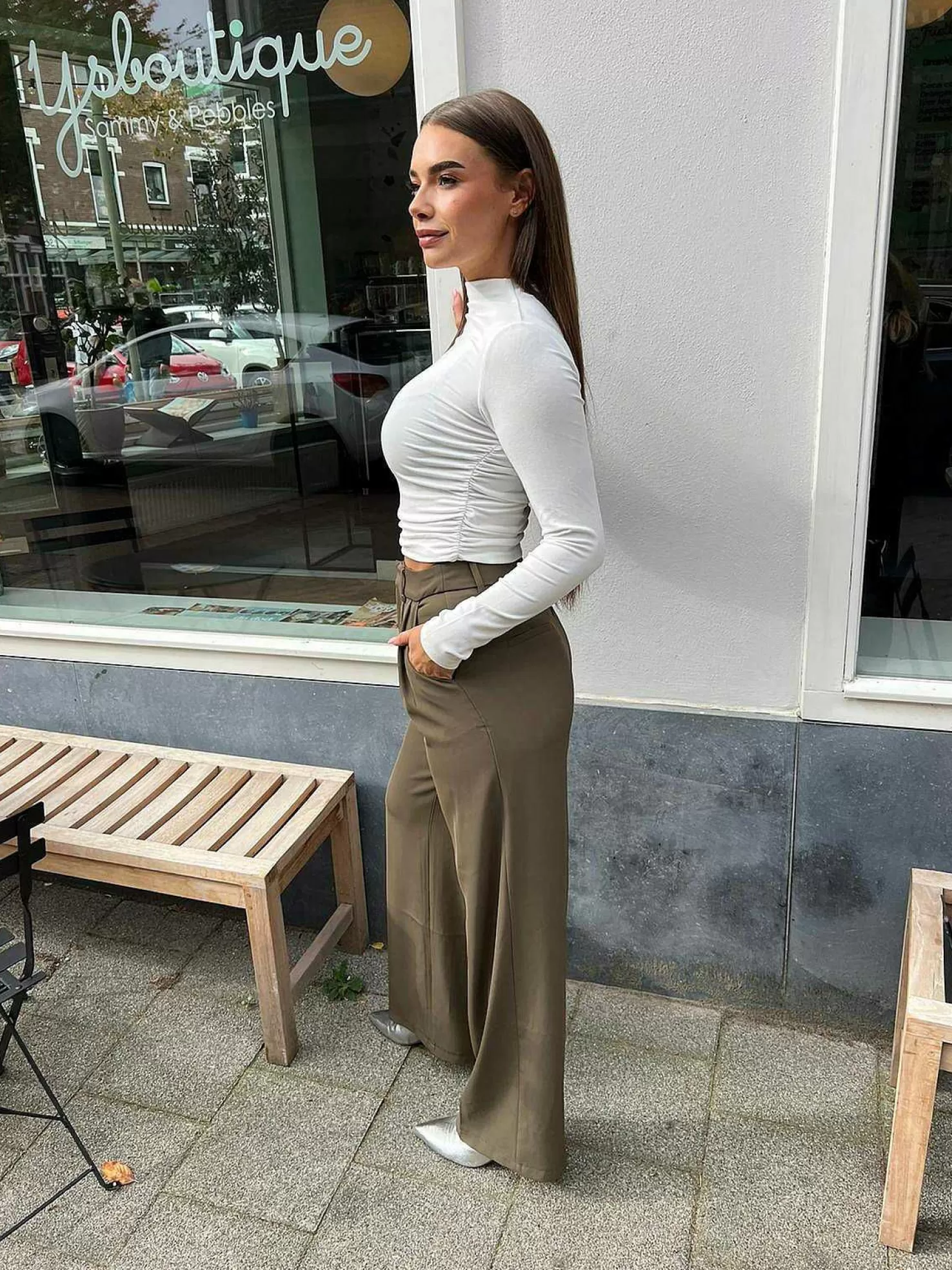 LOF Boutique Broeken>Paige Pantalon Army