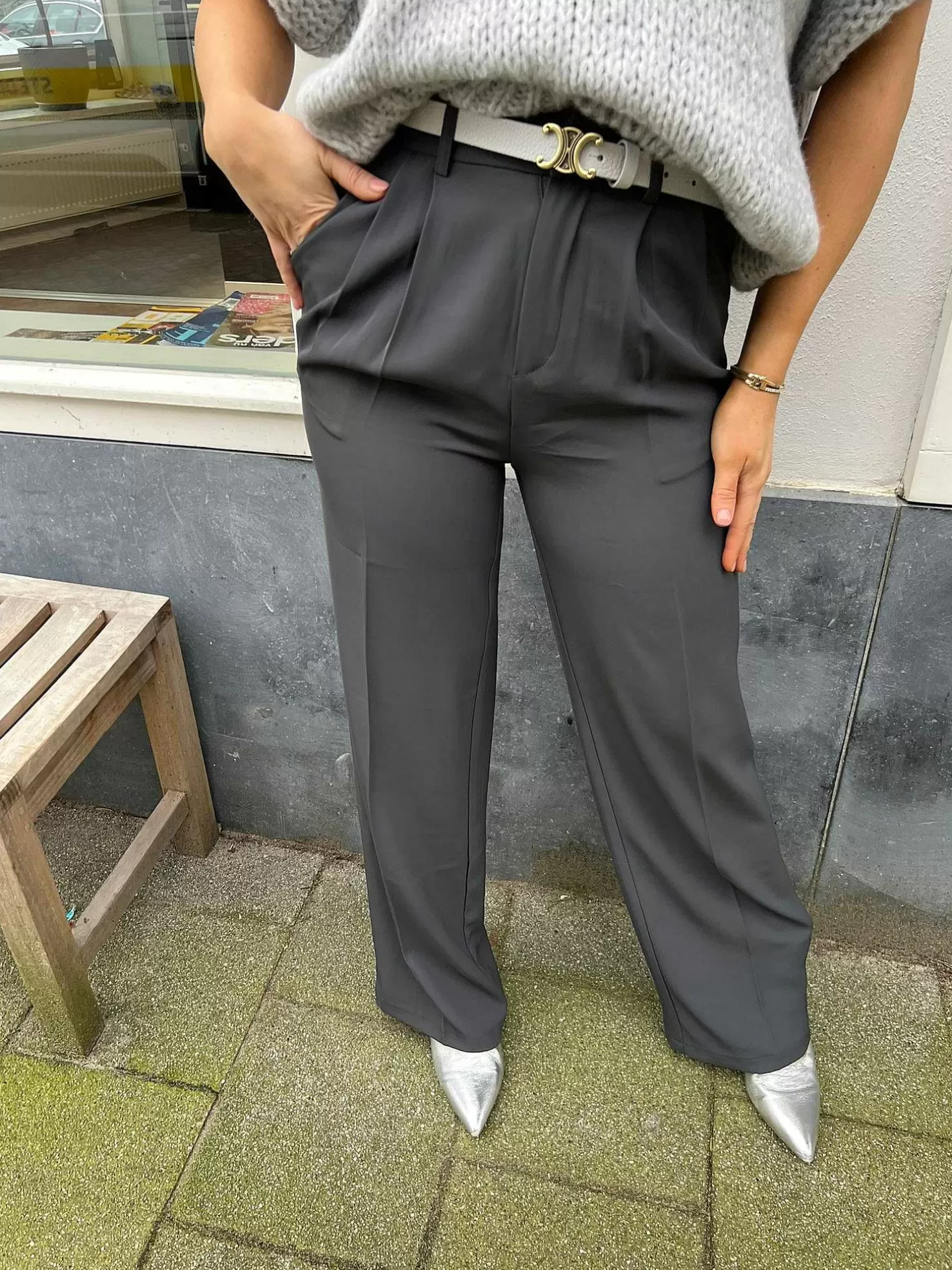 LOF Boutique Broeken>Paige Pantalon Dark Grey