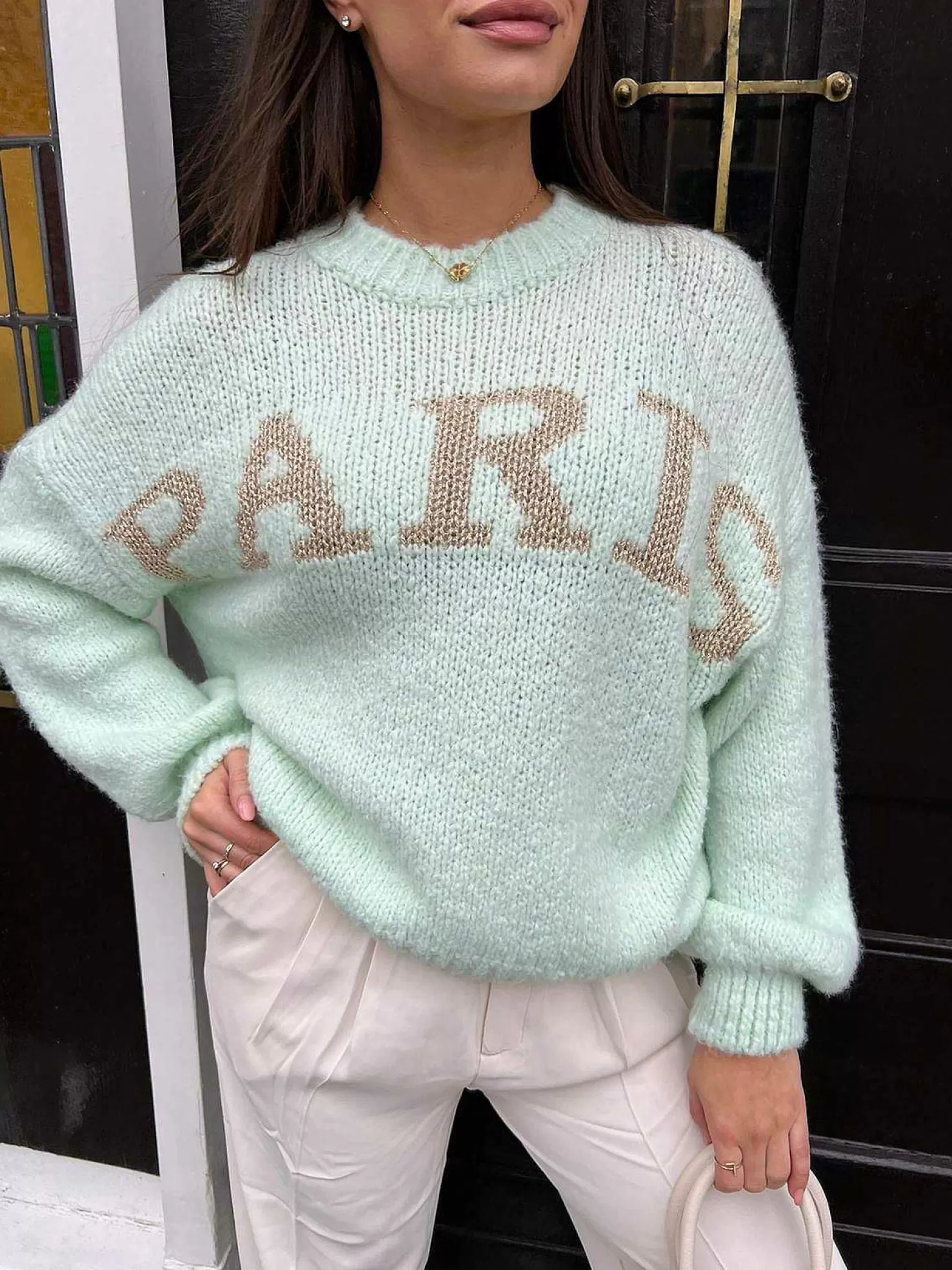 LOF Boutique Truien>Paris Sweater Mint & Gold