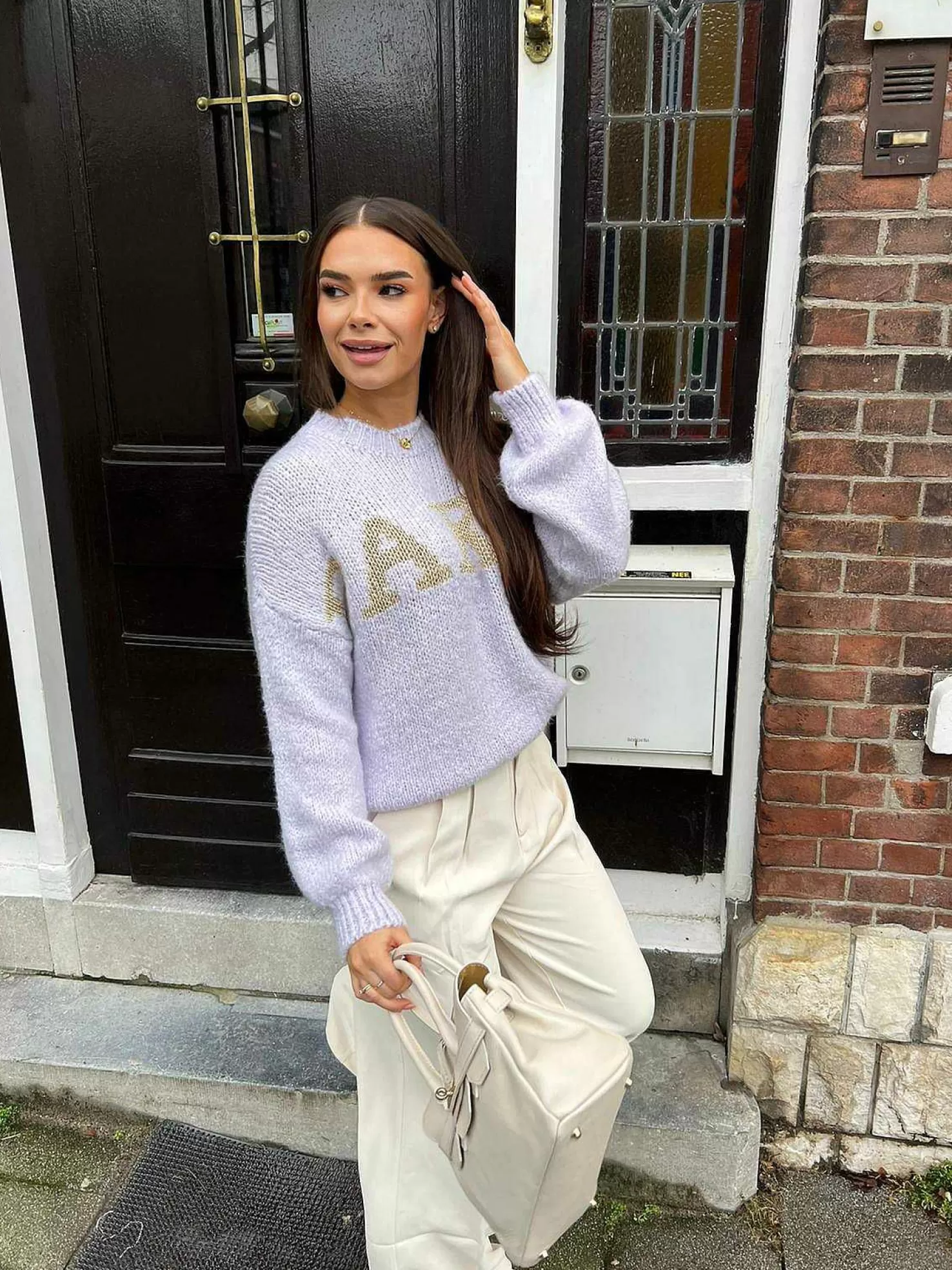 LOF Boutique Truien>Paris Sweater Soft Purple & Gold