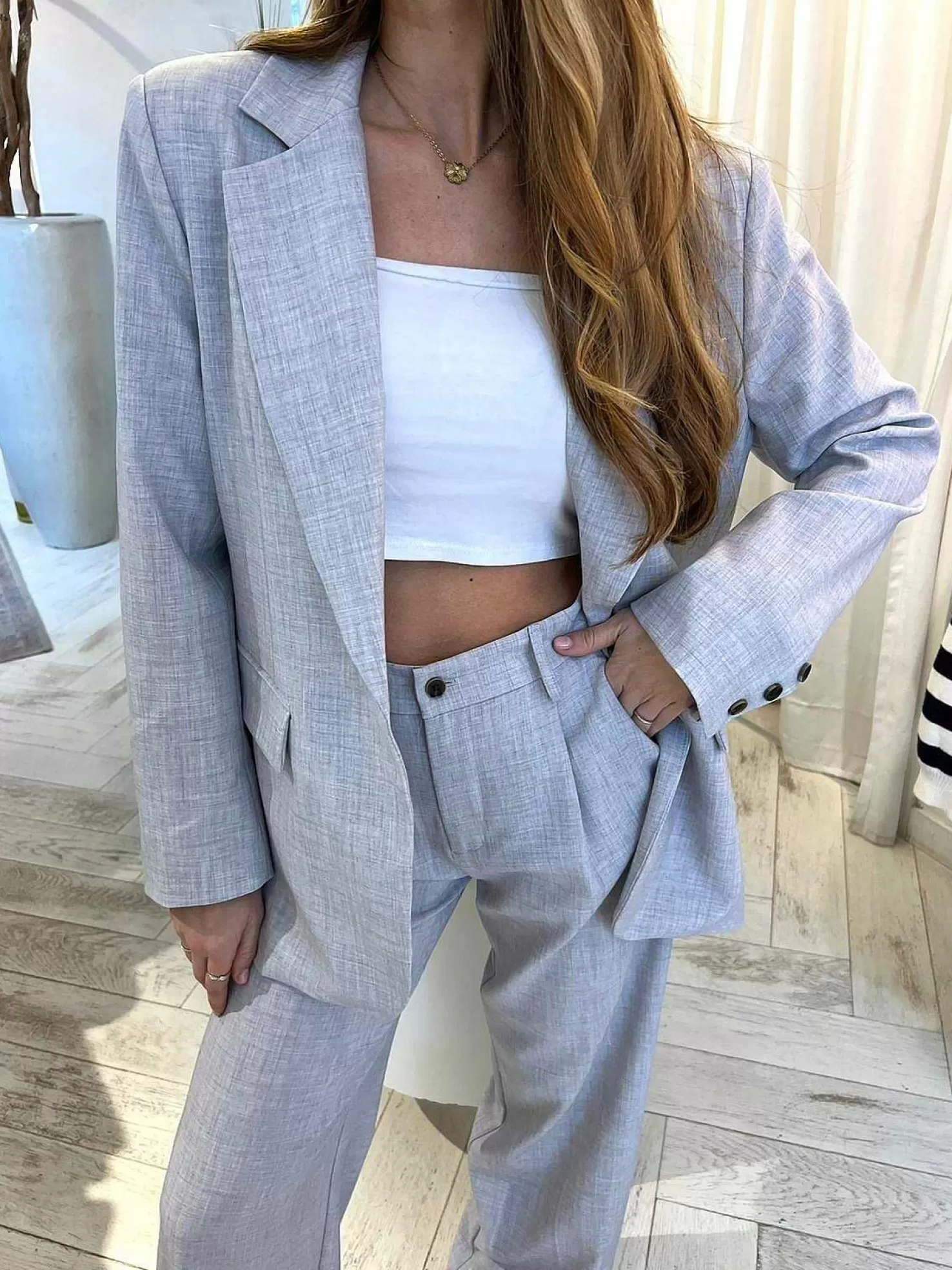 LOF Boutique Blazers>Polly Blazer Light Grey
