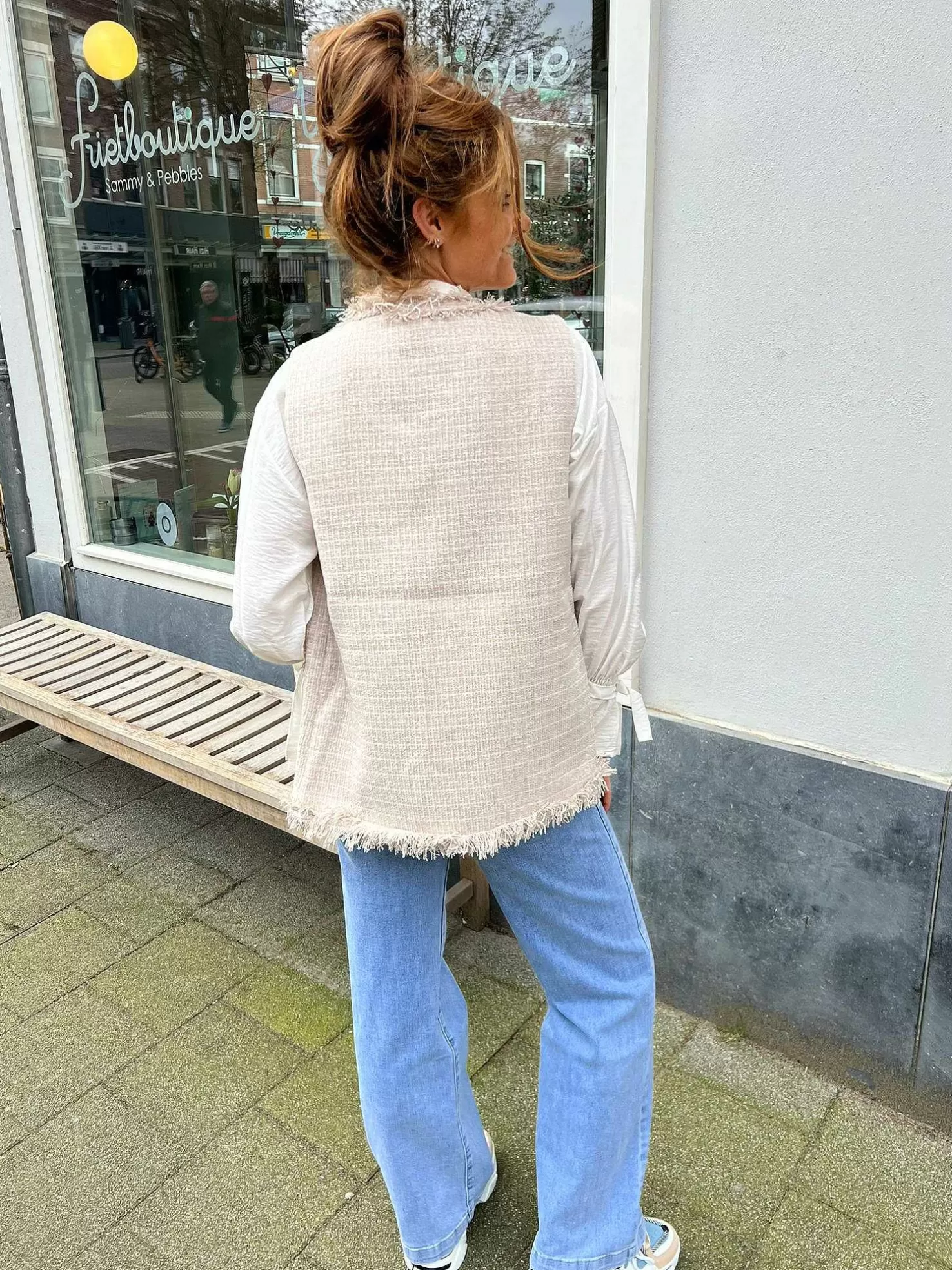 LOF Boutique Gilets>Ruby Fringe Gilet Beige
